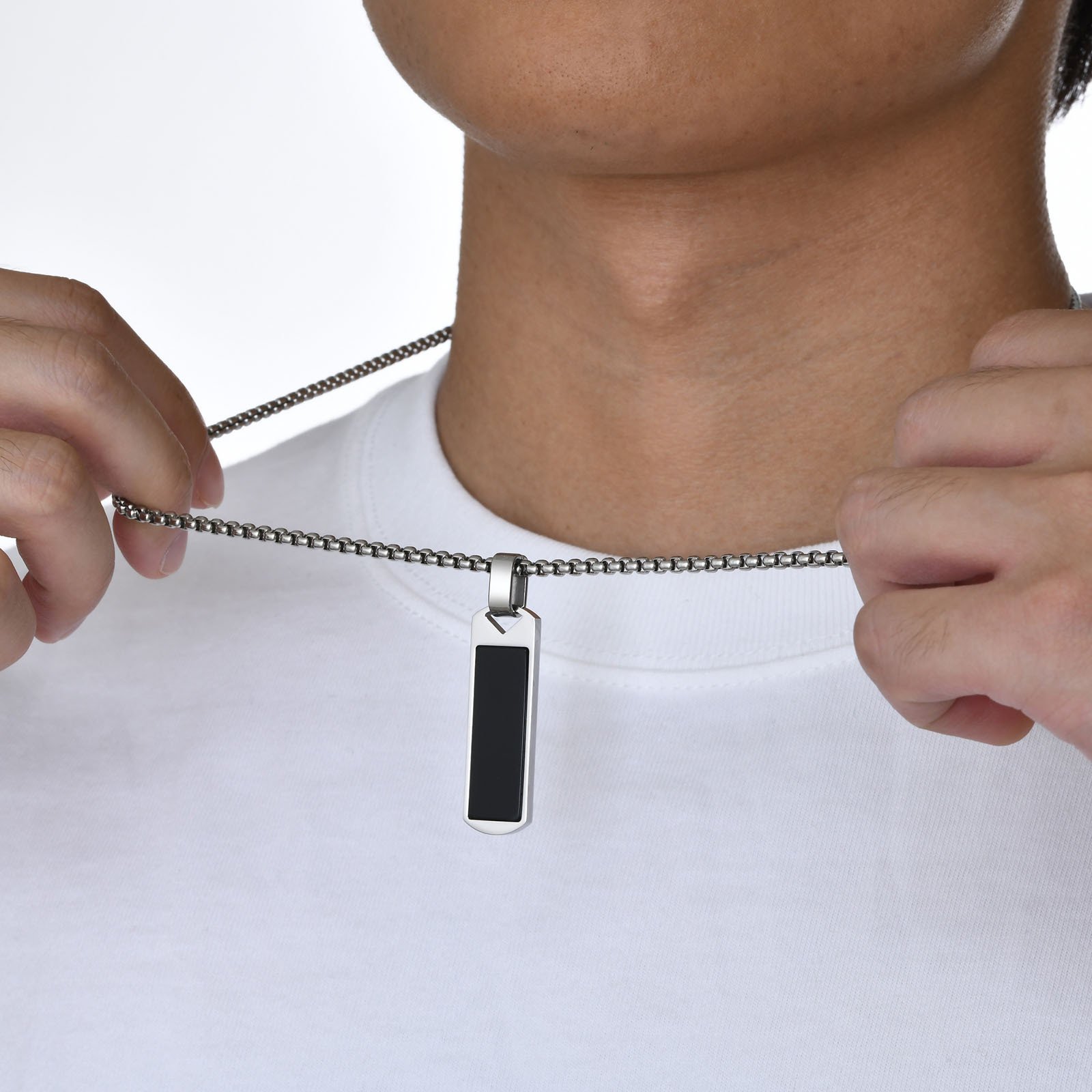 WM-P105 Black Men, Women Necklace Pendant with Chain — image 7