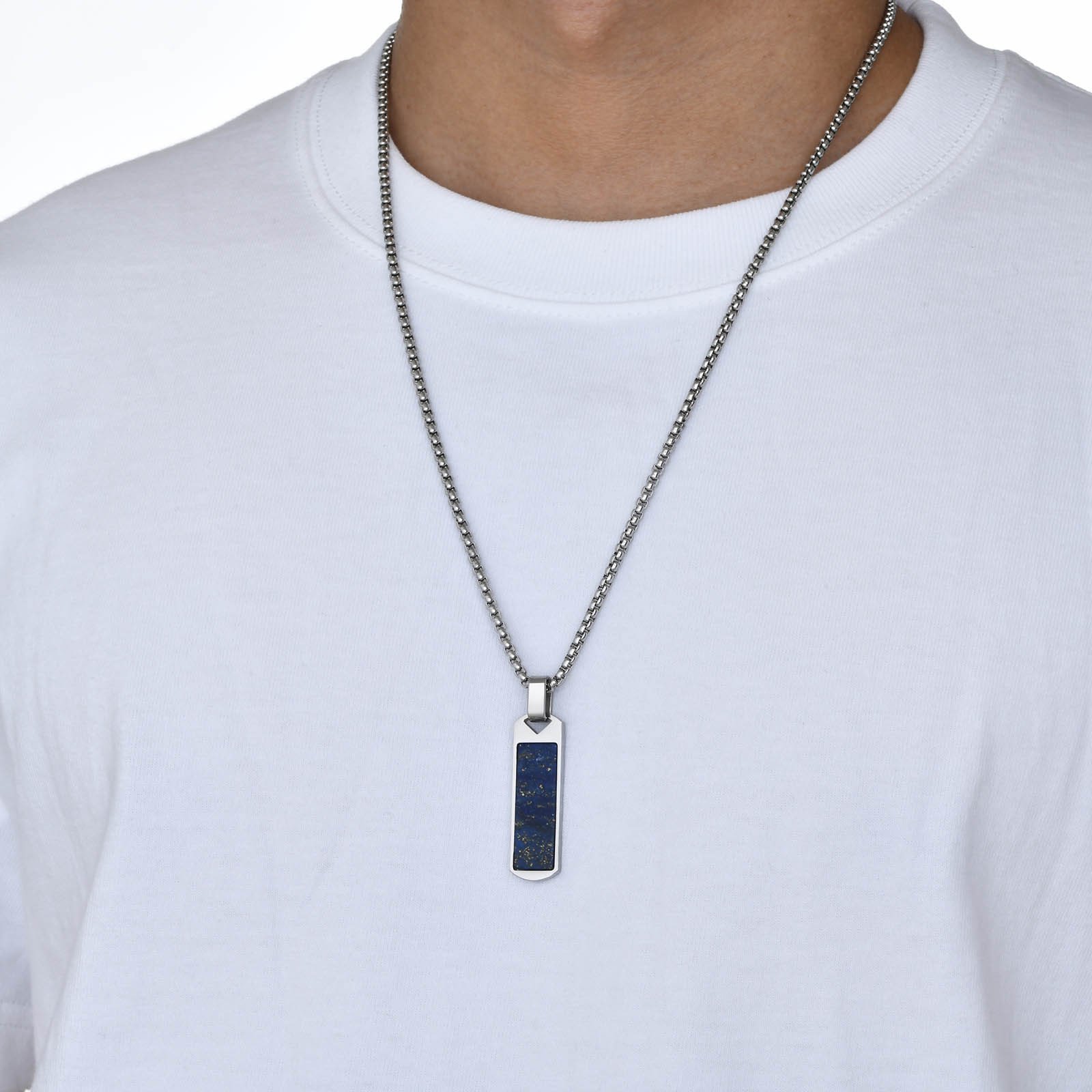 WM-P105 Blue Men, Women Necklace Pendant with Chain — image 5