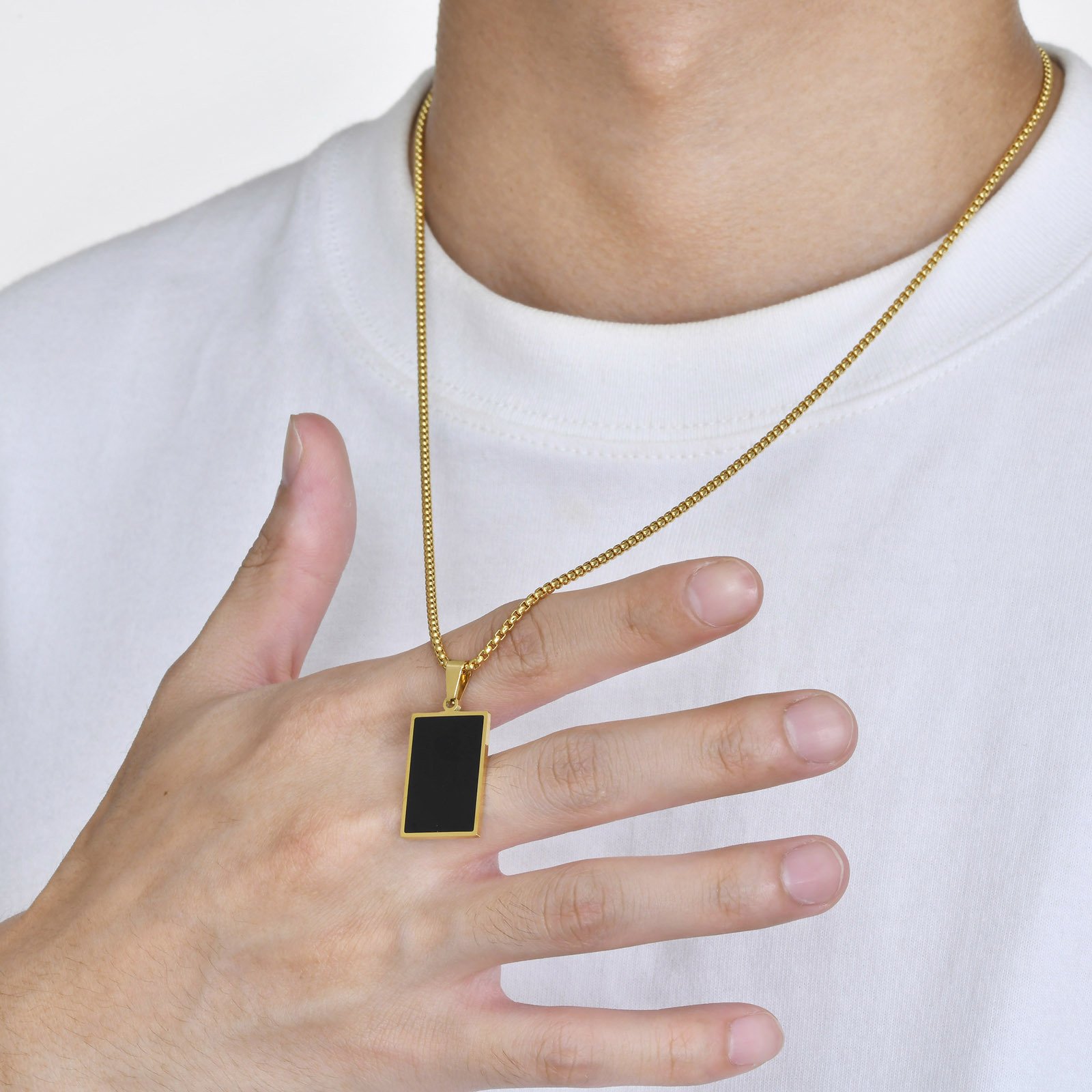 WM-P108 -Golden Men, Women Necklace Pendant with Chain — image 5