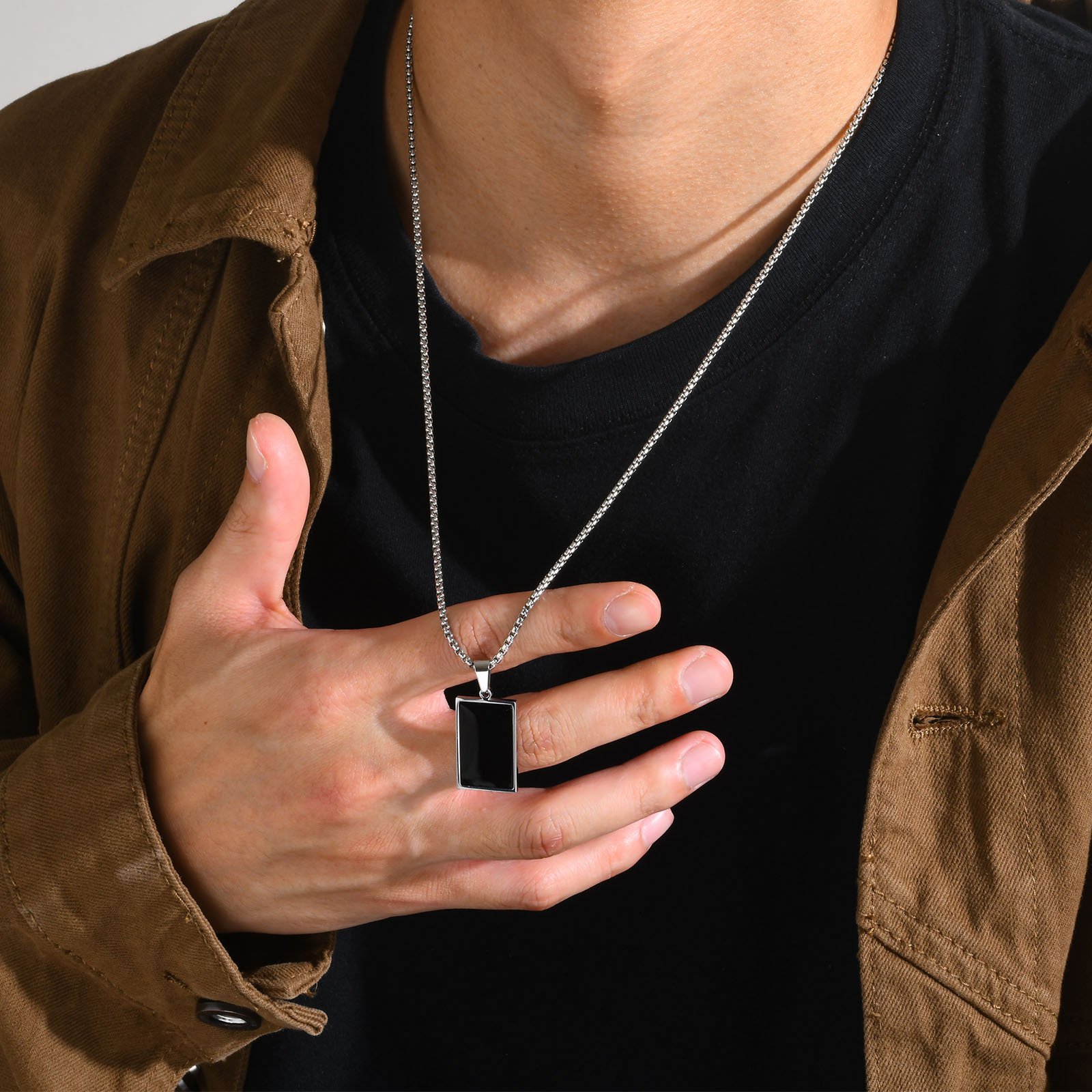 WM-P108 Silver Men, Women Necklace Pendant with Chain — image 4