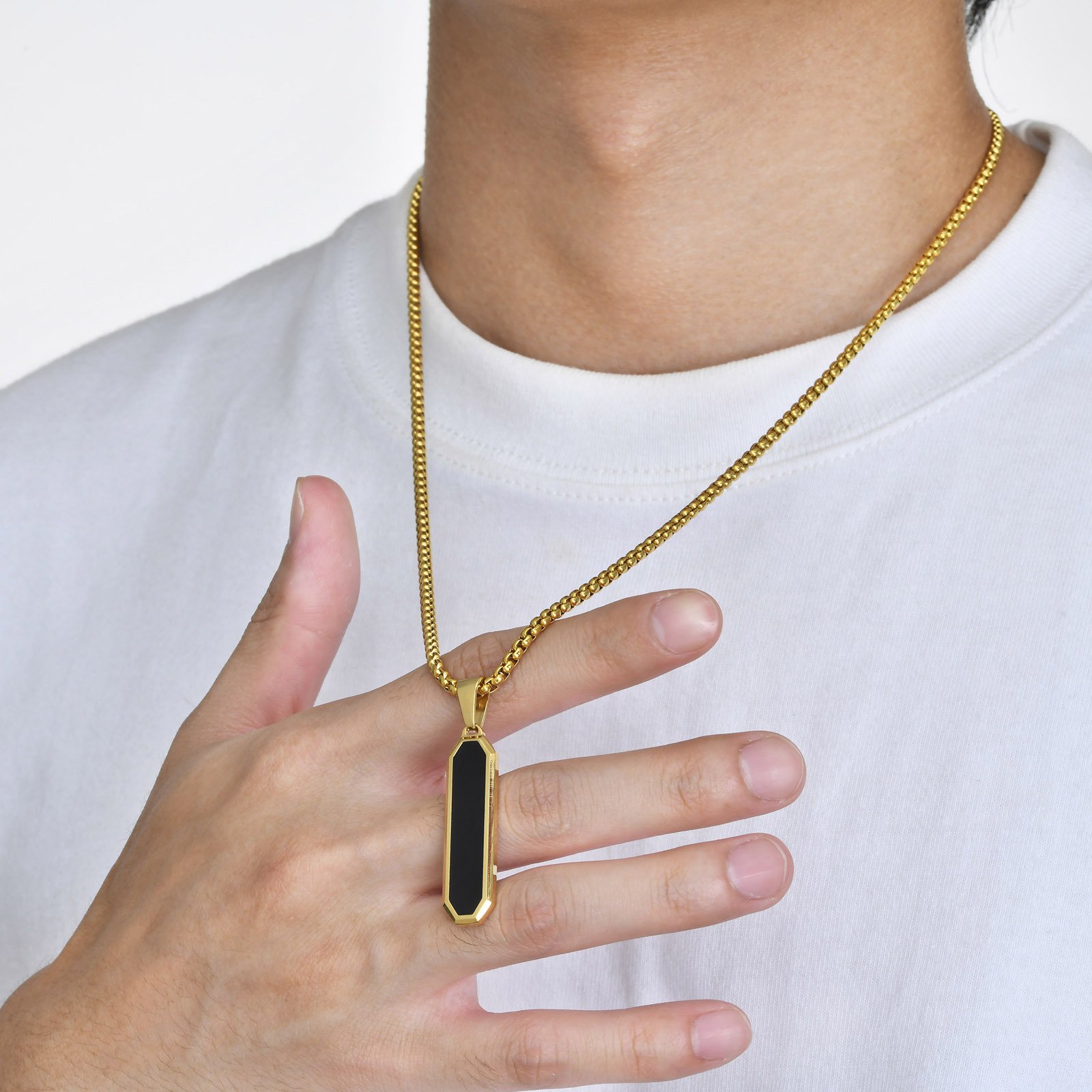 WM-P109 Golden Men, Women Necklace Pendant with Chain — image 6