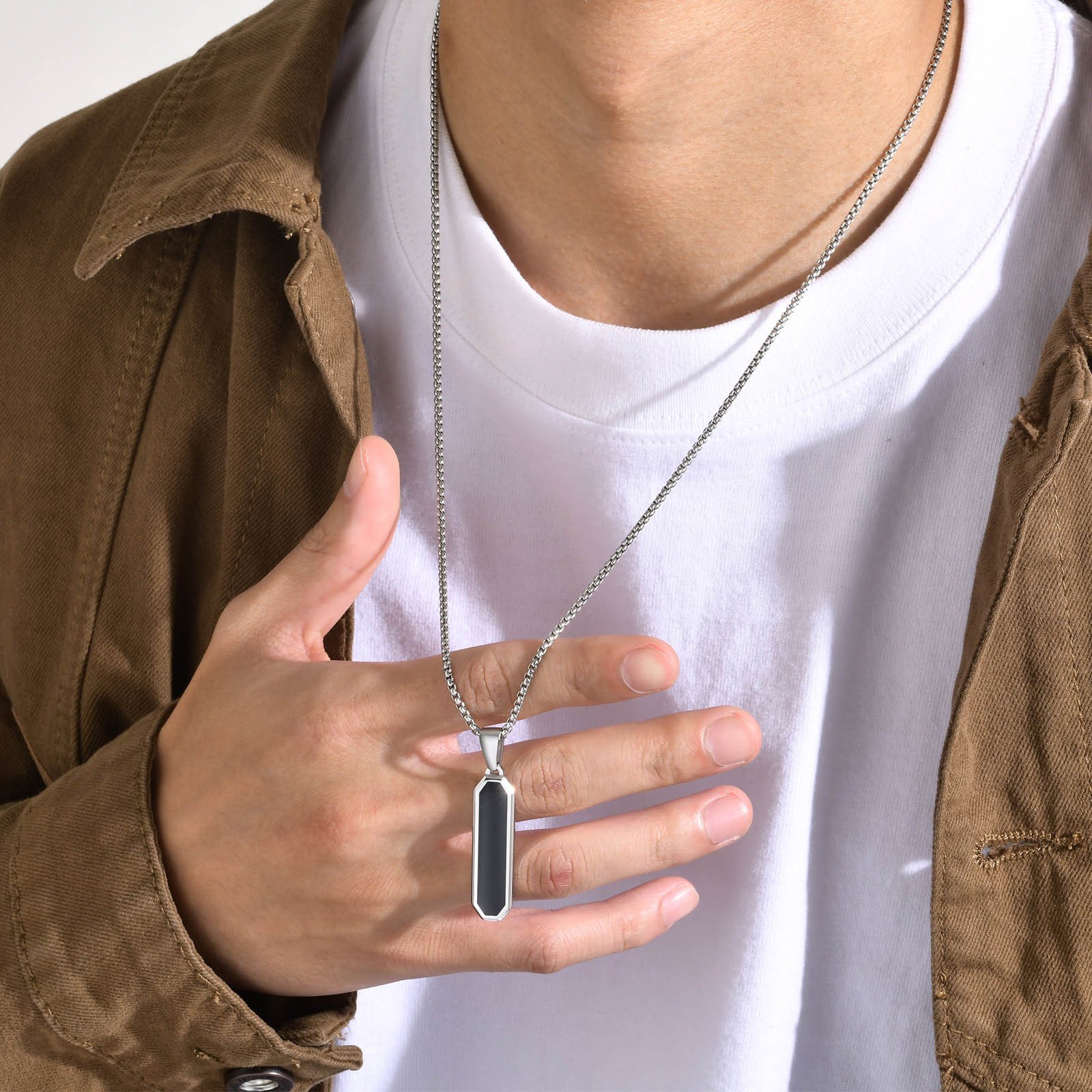 WM-P109 Silver Men, Women Necklace Pendant with Chain — image 8