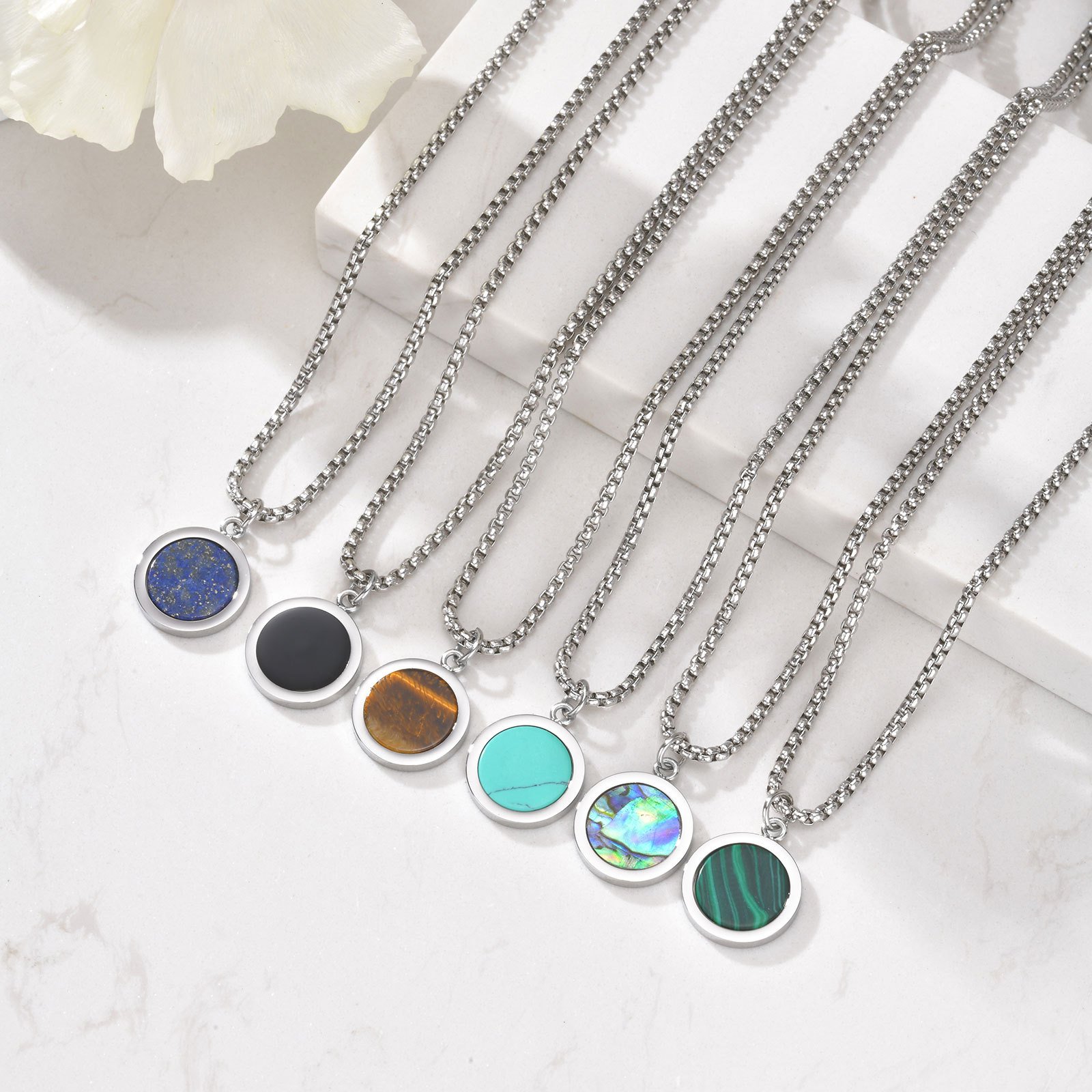 WM-P110 Abalone Stone Men, Women Necklace Pendant with Chain — image 4