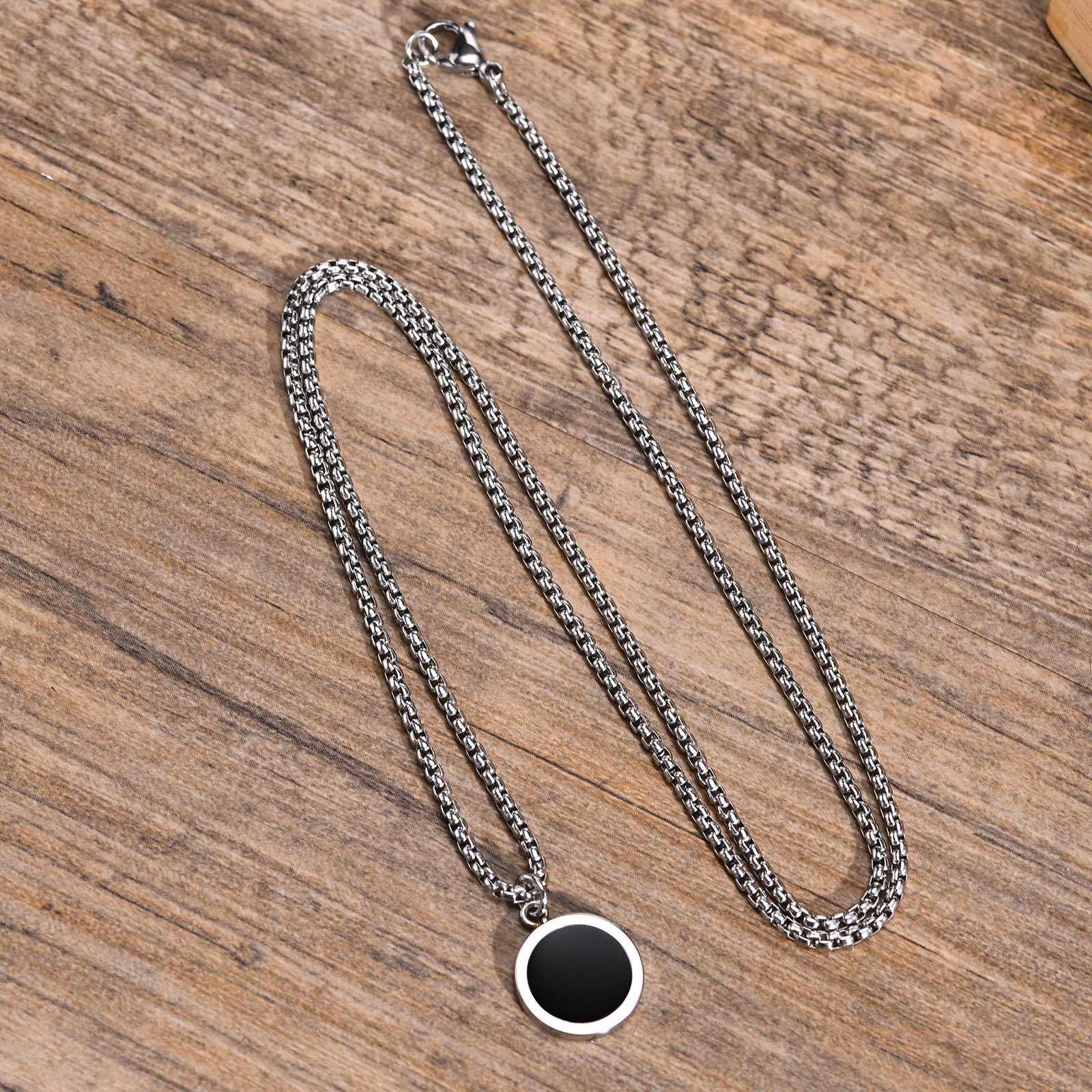 WM-P110 Black Men, Women Necklace Pendant with Chain — image 3