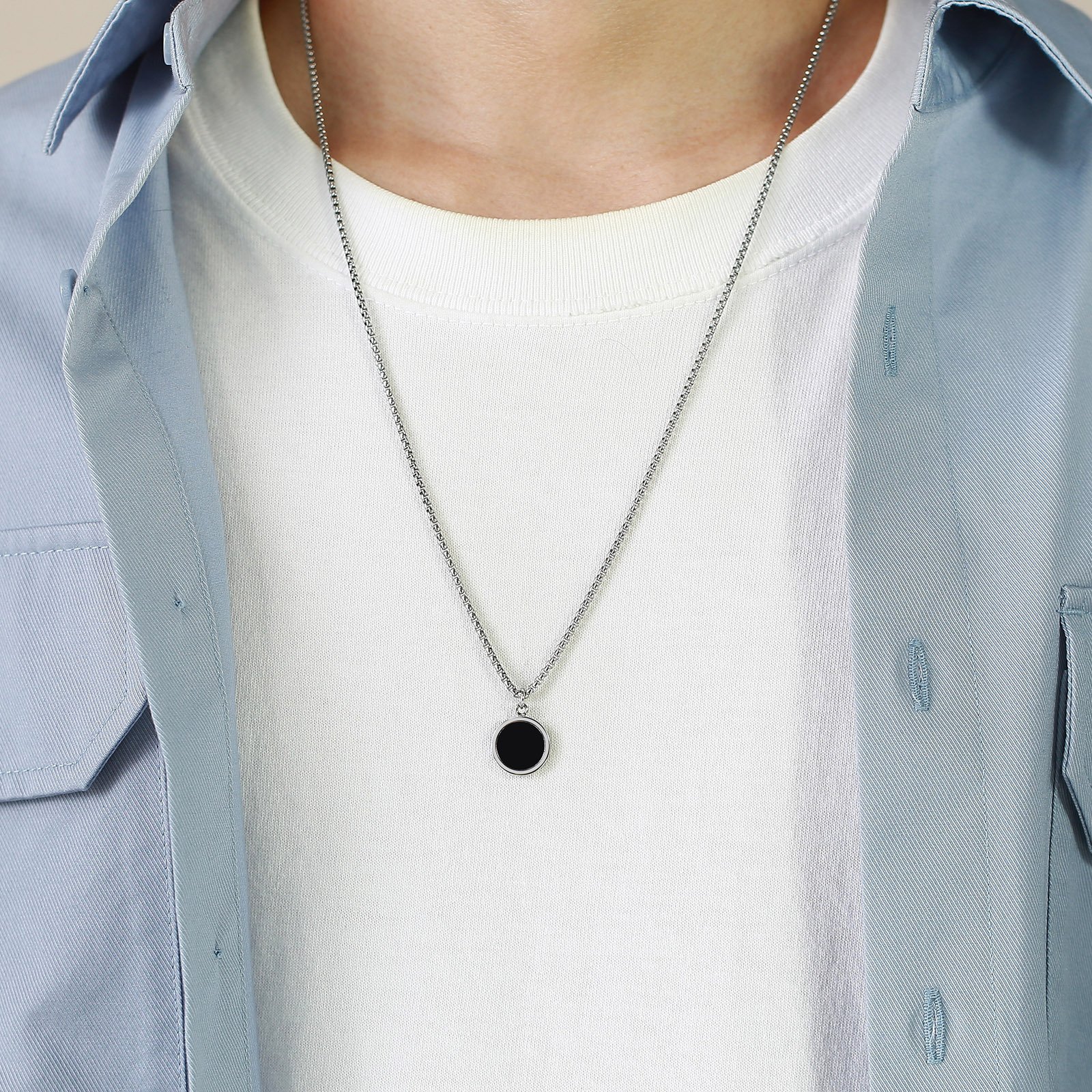 WM-P110 Black Men, Women Necklace Pendant with Chain — image 4