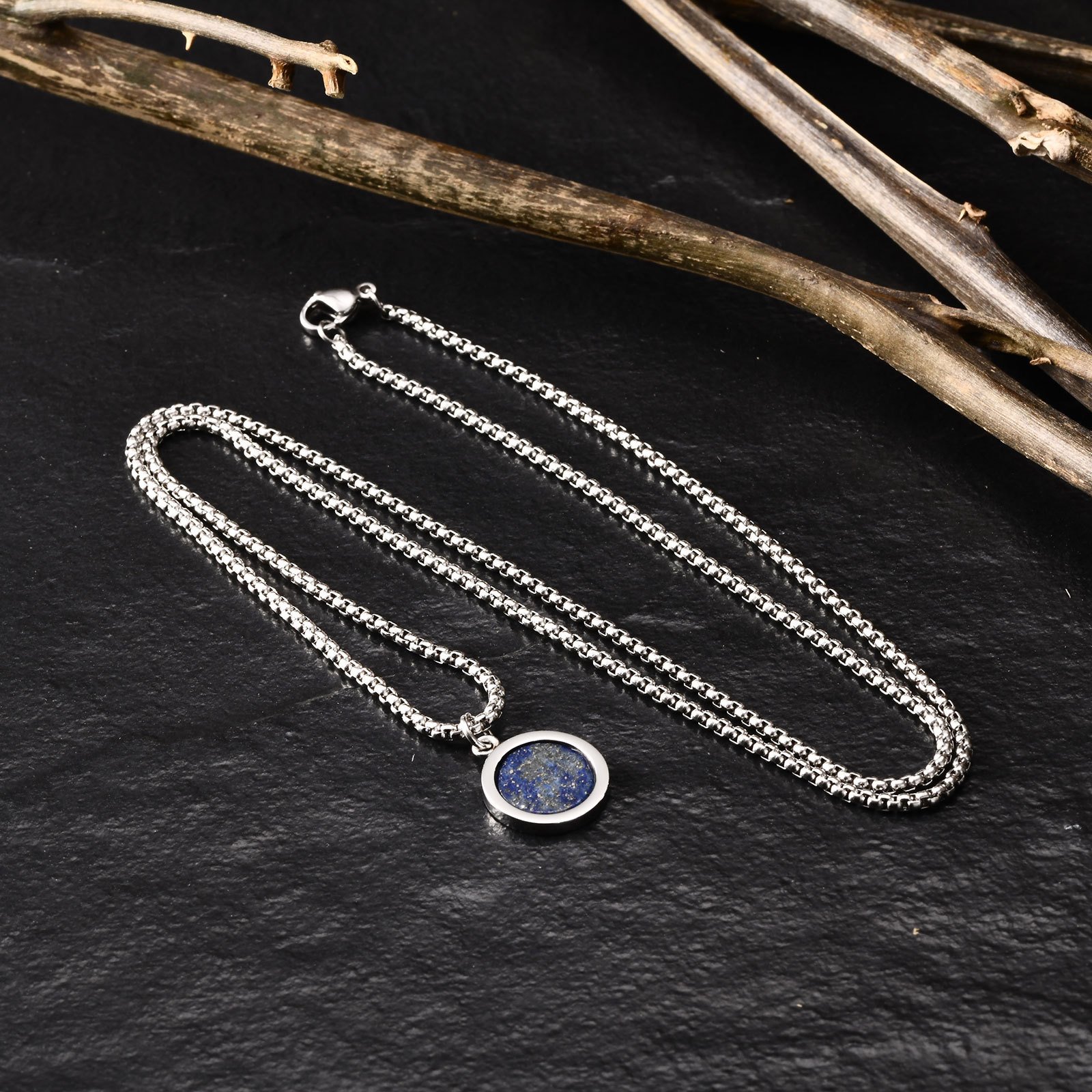 WM-P110 Lapis Lazuli Stone Men, Women Necklace Pendant with Chain — image 7