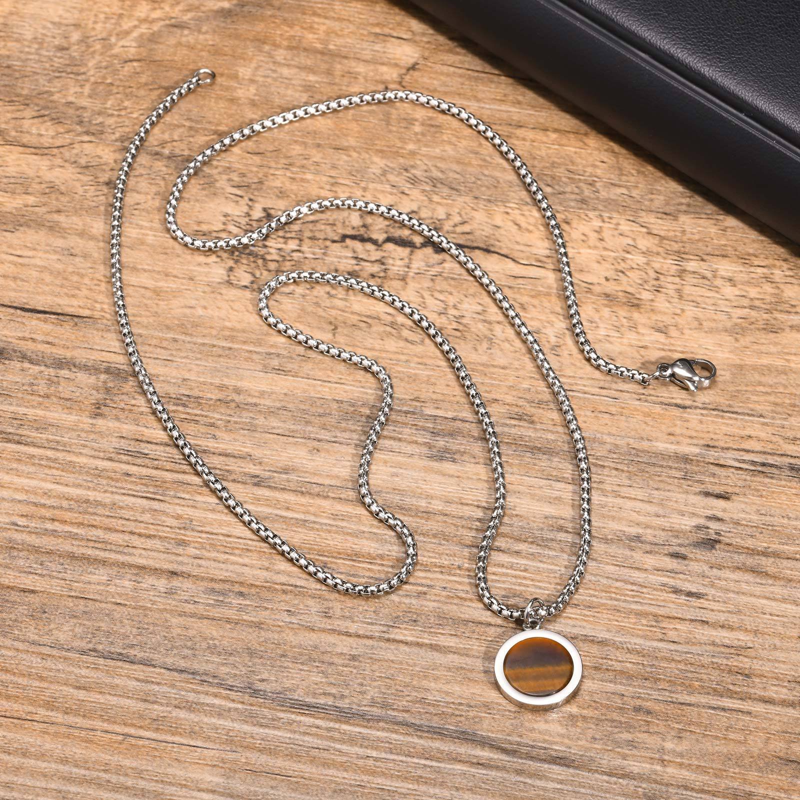 WM-P110 Tiger Eye Stone Men, Women Necklace Pendant with Chain — image 6