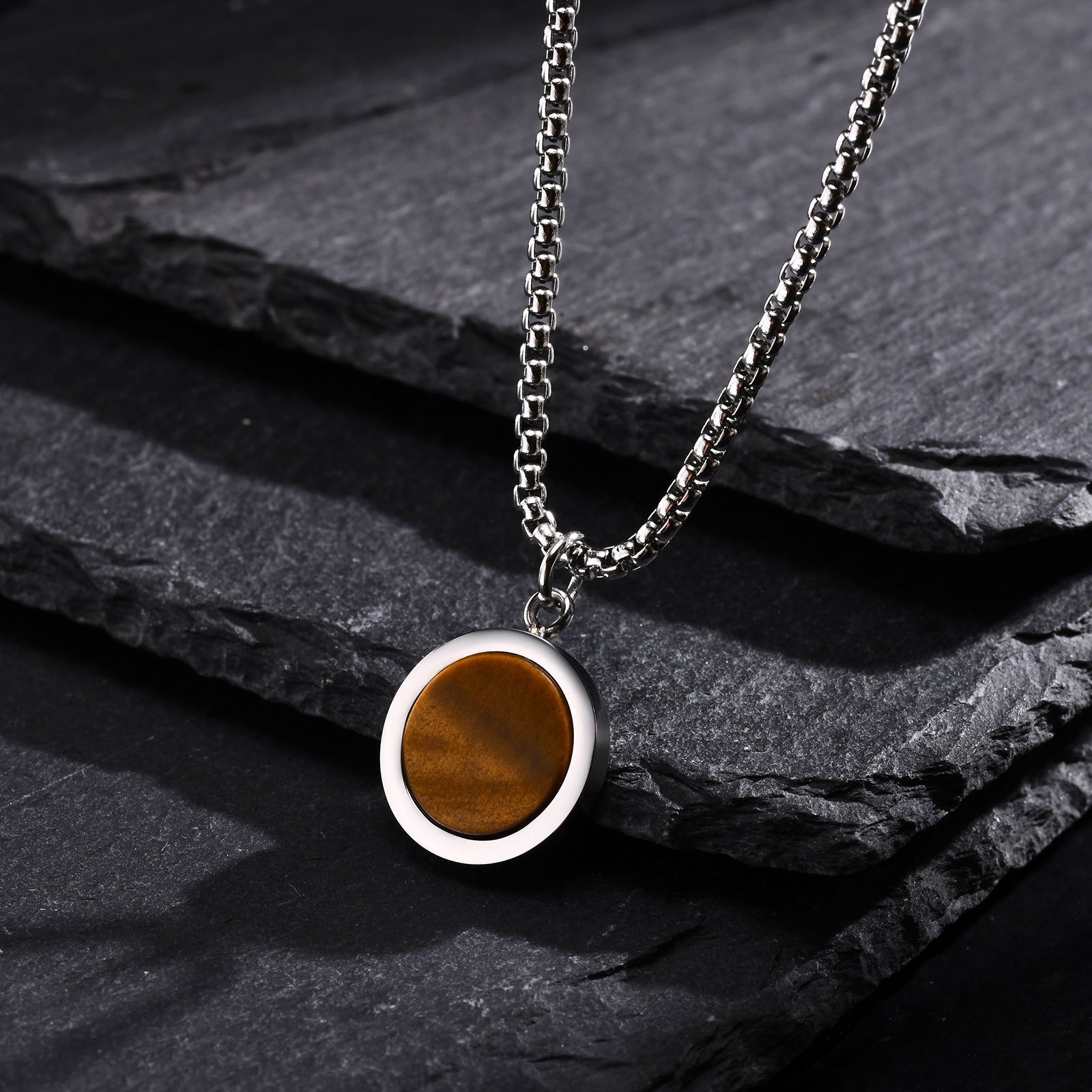 WM-P110 Tiger Eye Stone Men, Women Necklace Pendant with Chain — image 8