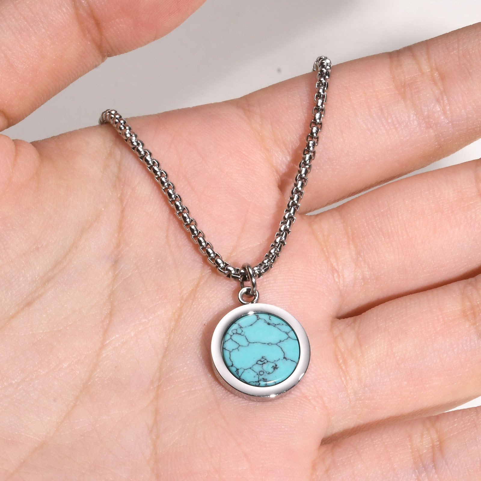 WM-P110 Tourquise Men, Women Necklace Pendant with Chain — image 7