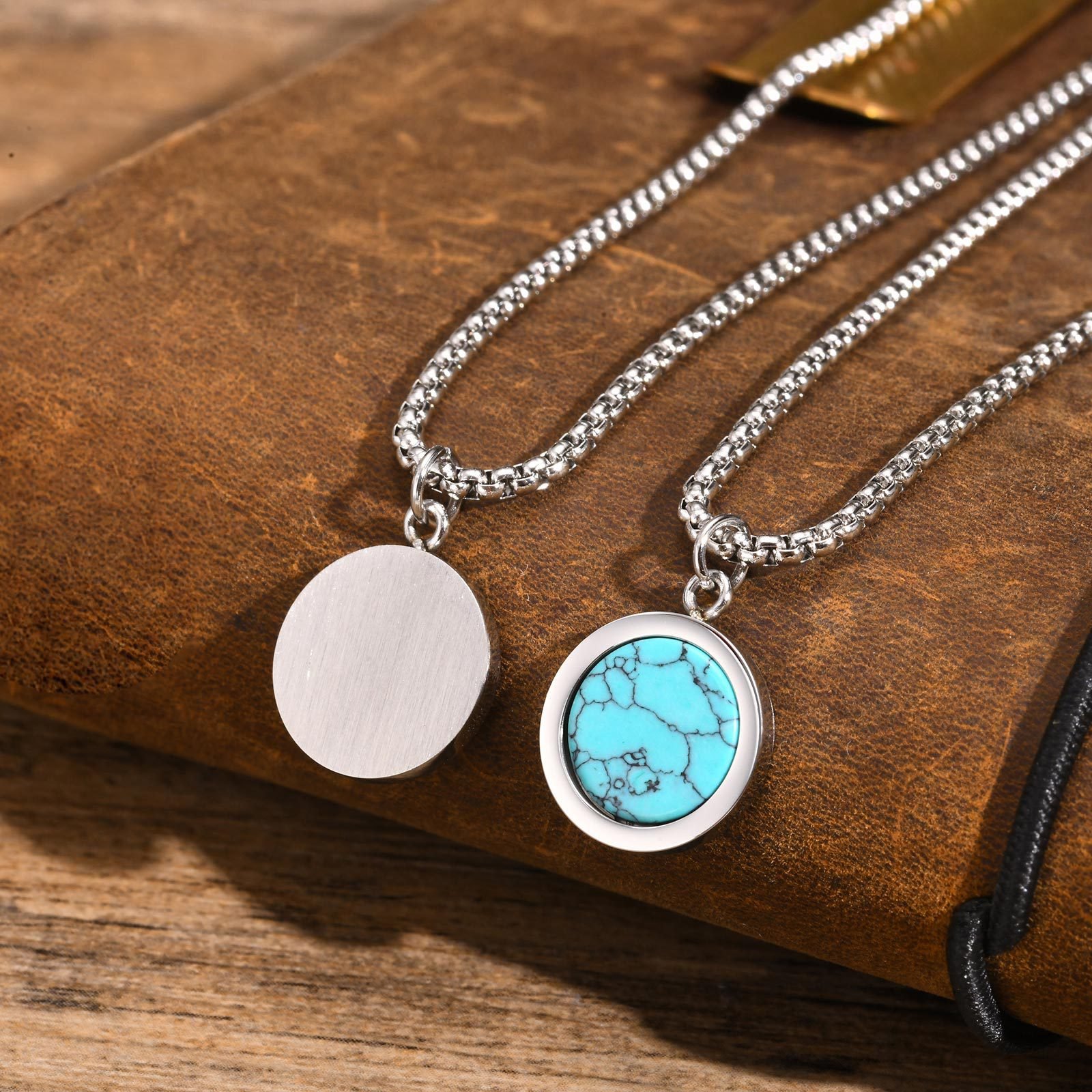 WM-P110 Tourquise Men, Women Necklace Pendant with Chain — image 9
