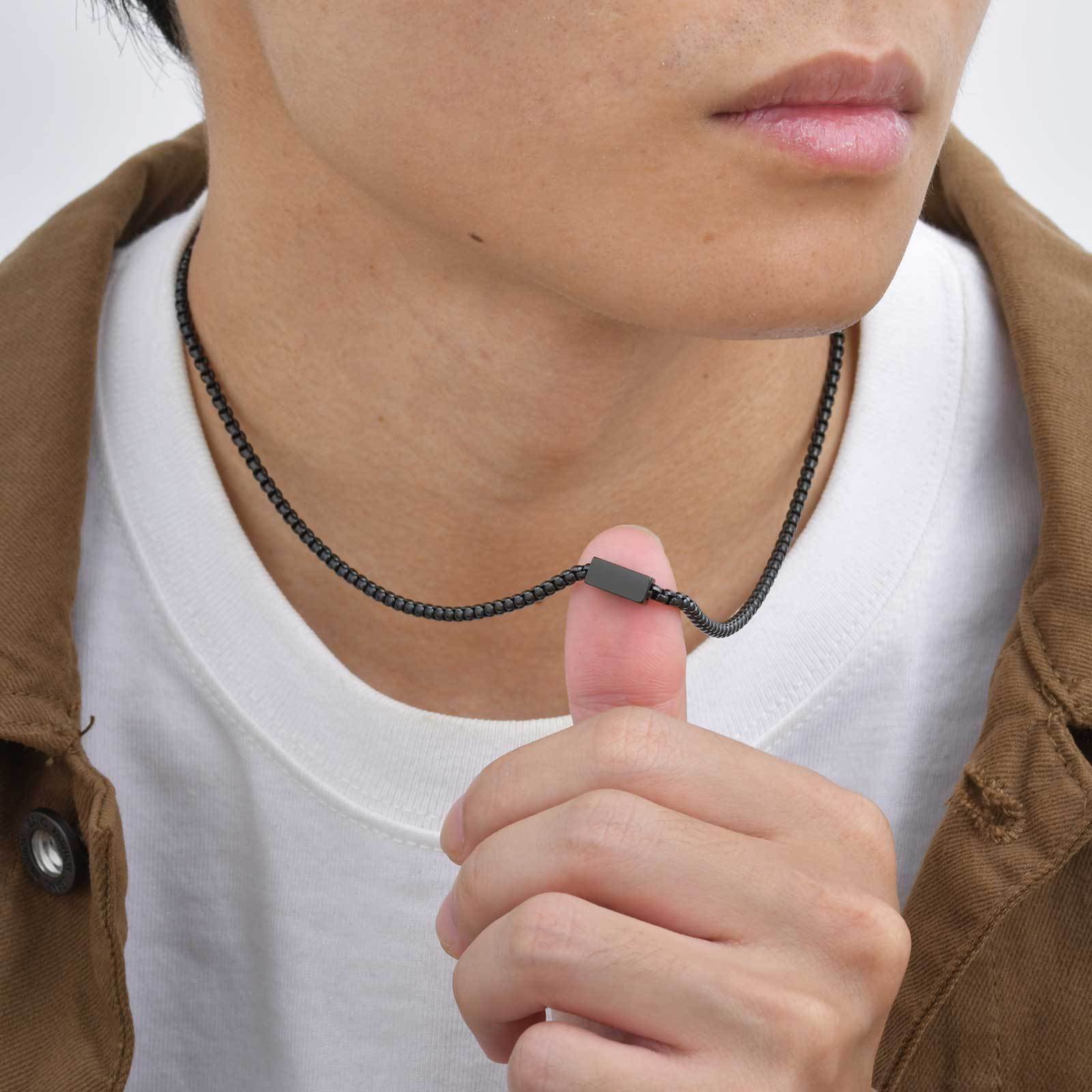 WM-P129 Black Men, Women Necklace Pendant with Chain — image 4
