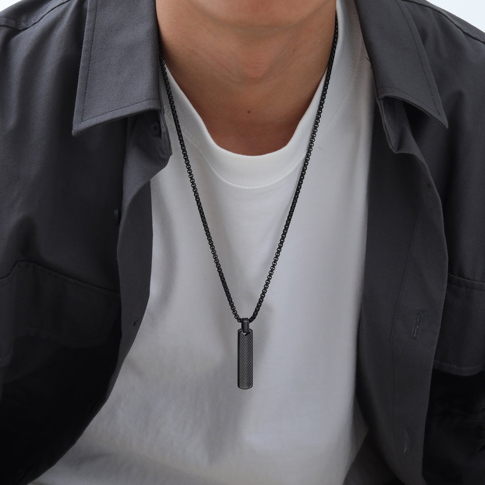 WM-P132 Black Men, Women Necklace Pendant with Chain — image 3