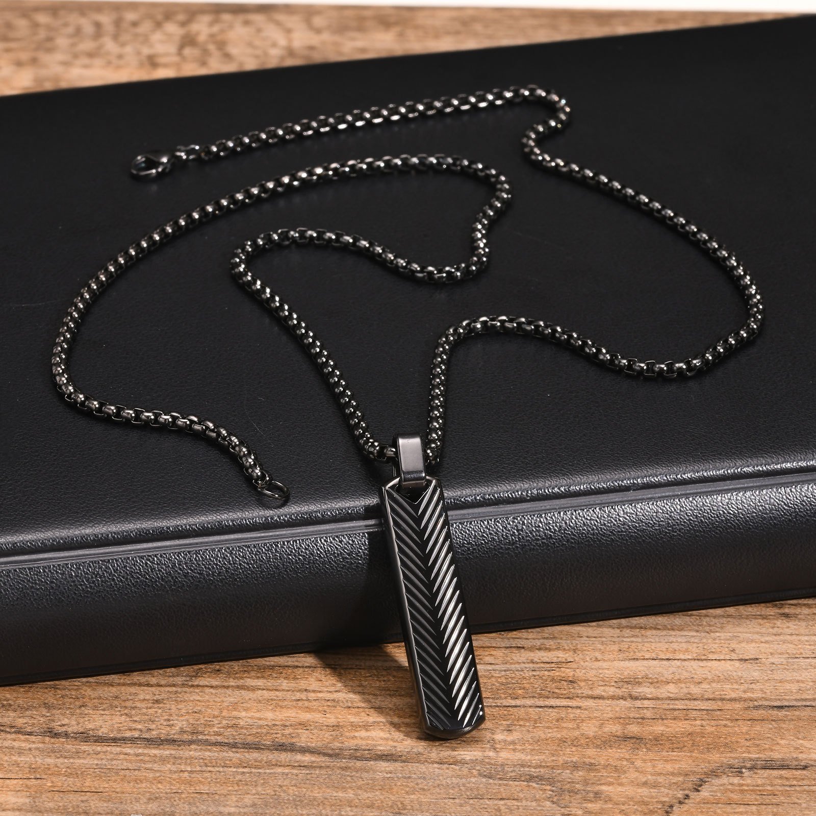 WM-P132 Black Men, Women Necklace Pendant with Chain — image 4