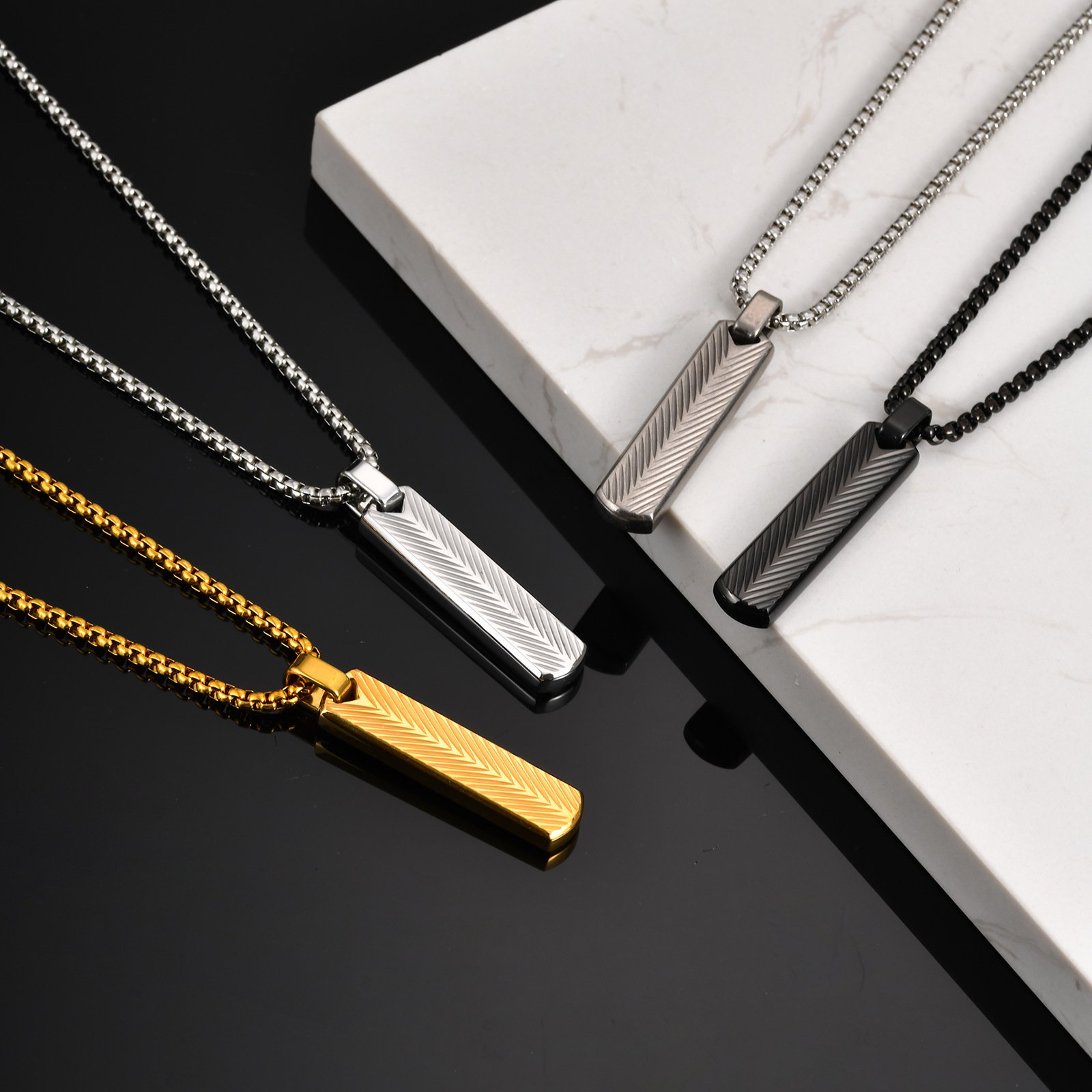 WM-P132 Black Men, Women Necklace Pendant with Chain — image 6