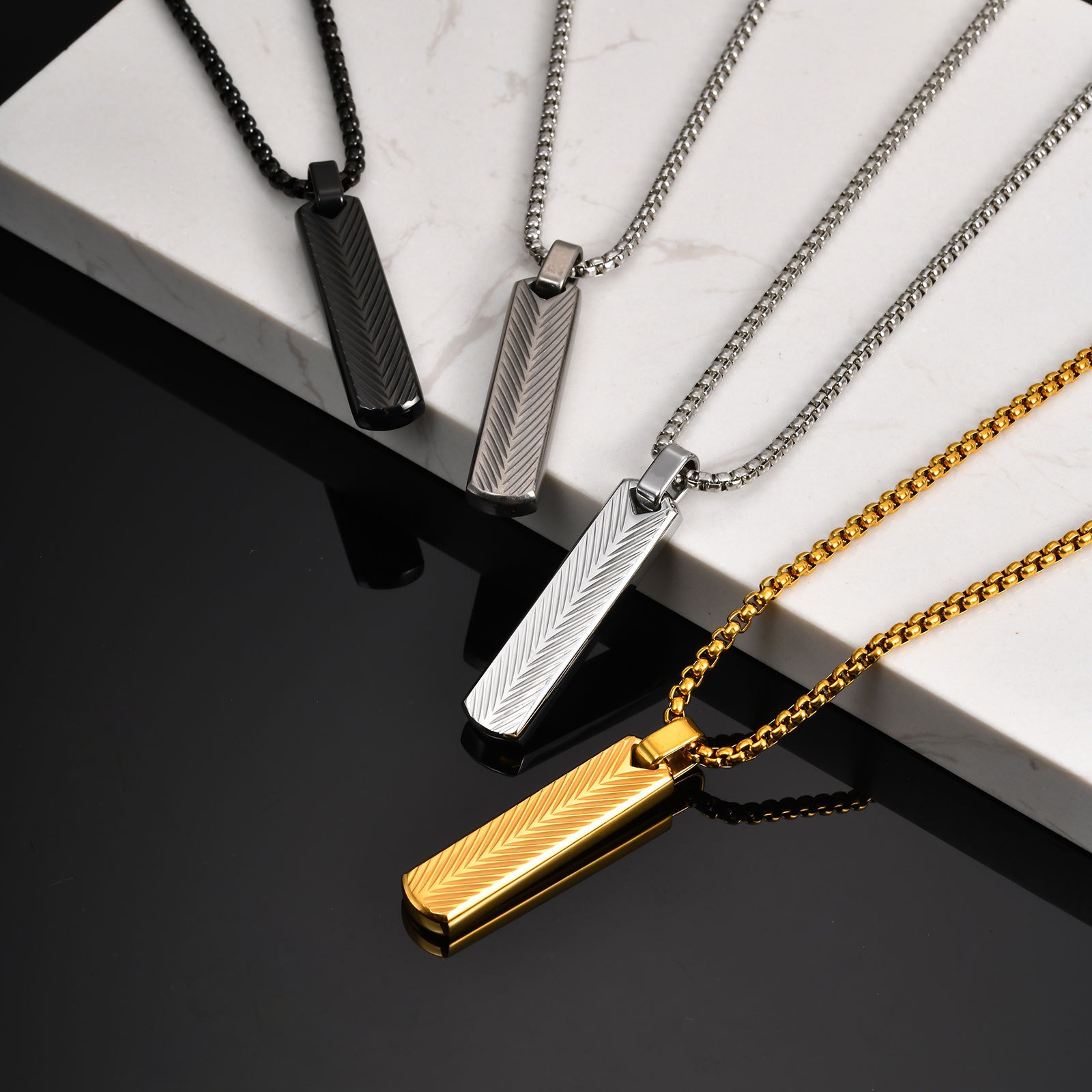WM-P132 Black Men, Women Necklace Pendant with Chain — image 7