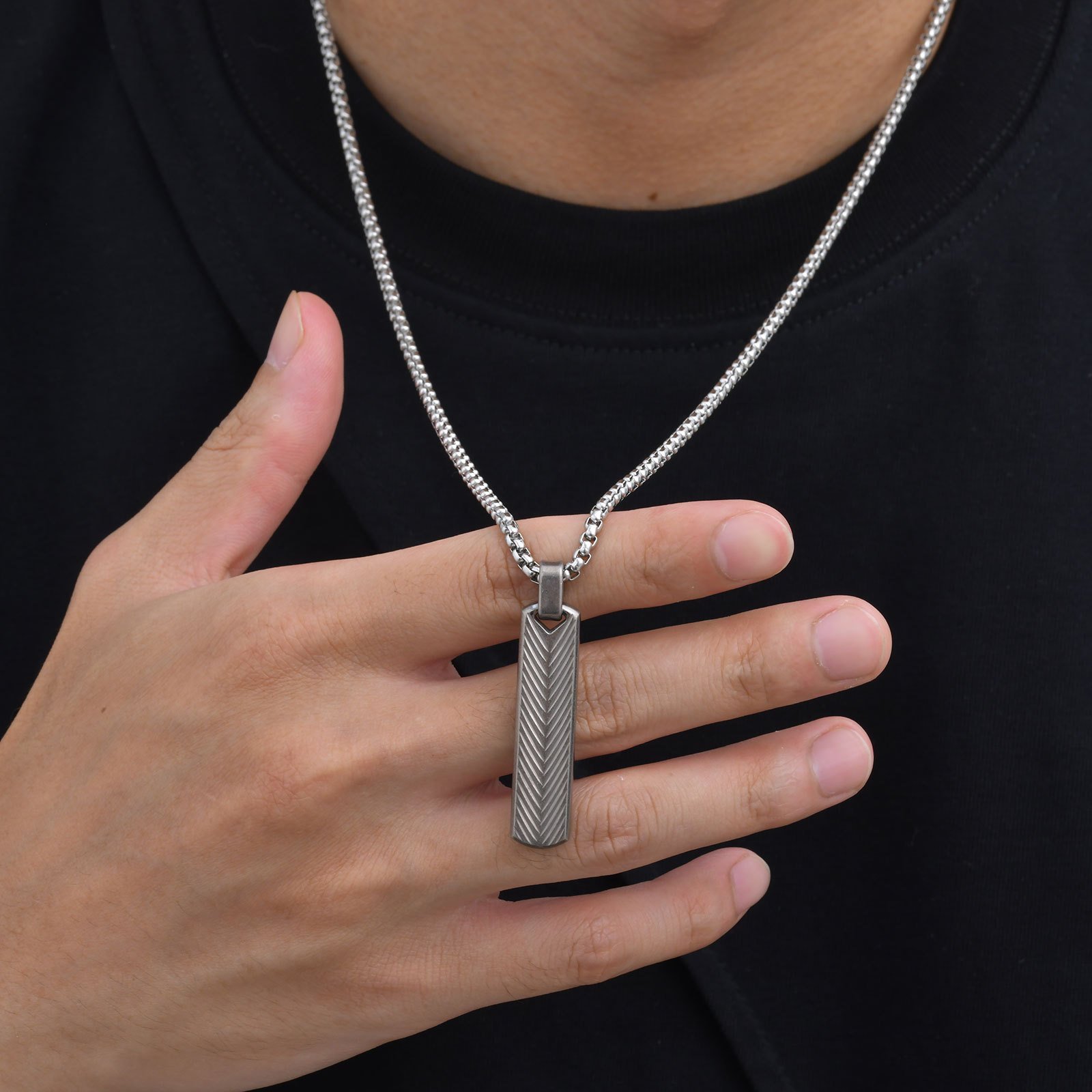WM-P132 Gray Men, Women Necklace Pendant with Chain — image 6