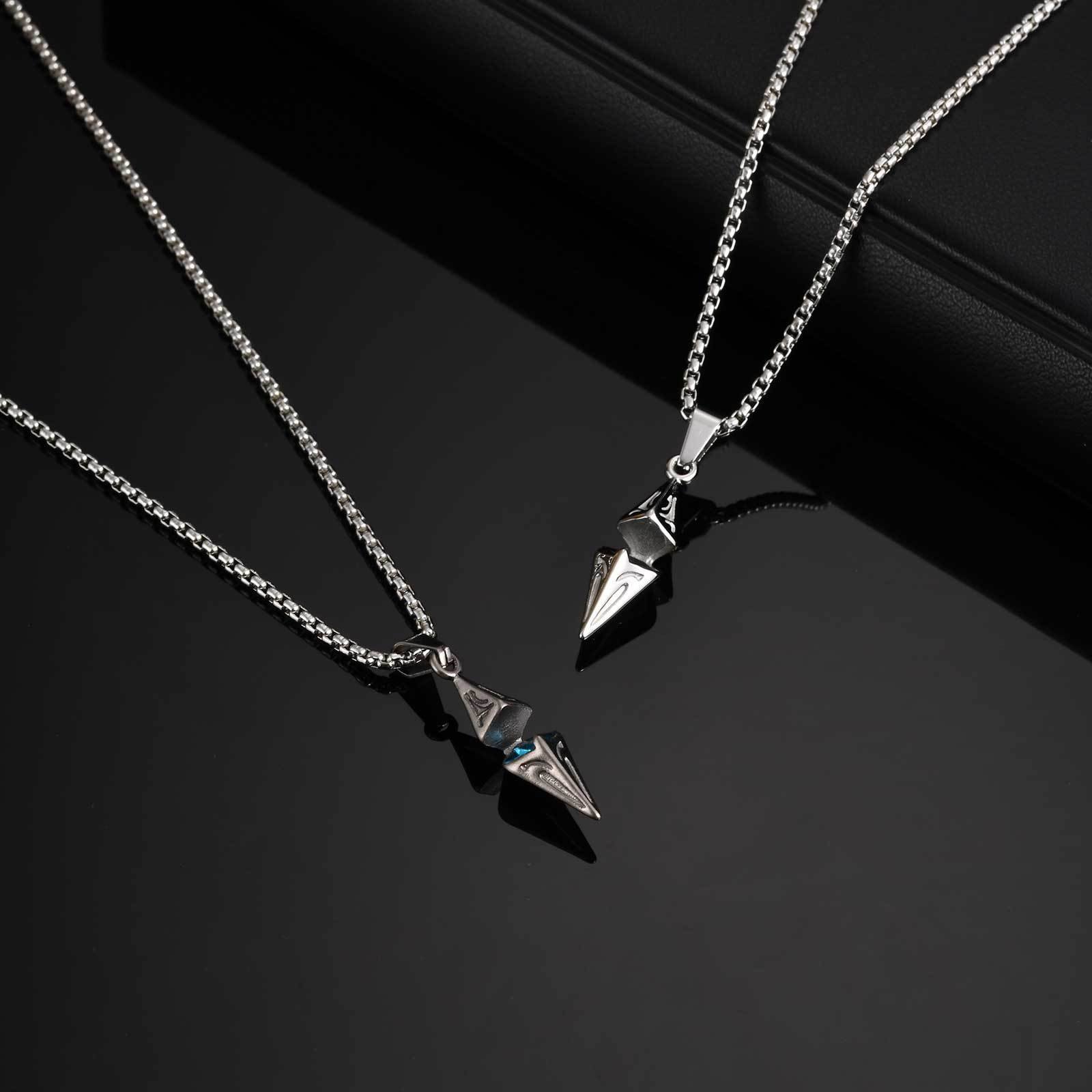WM-P133 Gray Men, Women Necklace Pendant with Chain — image 3