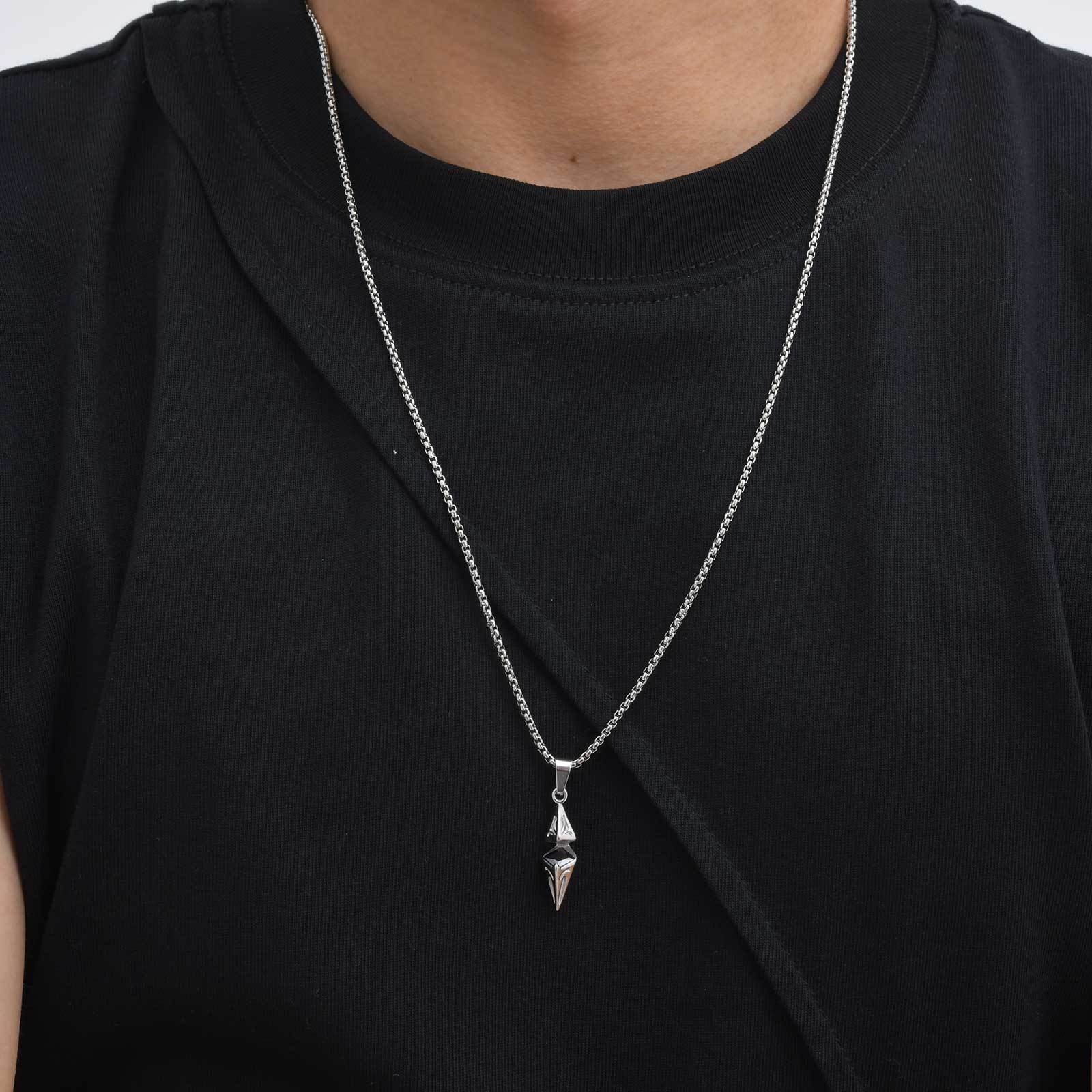 WM-P133 Gray Men, Women Necklace Pendant with Chain — image 7
