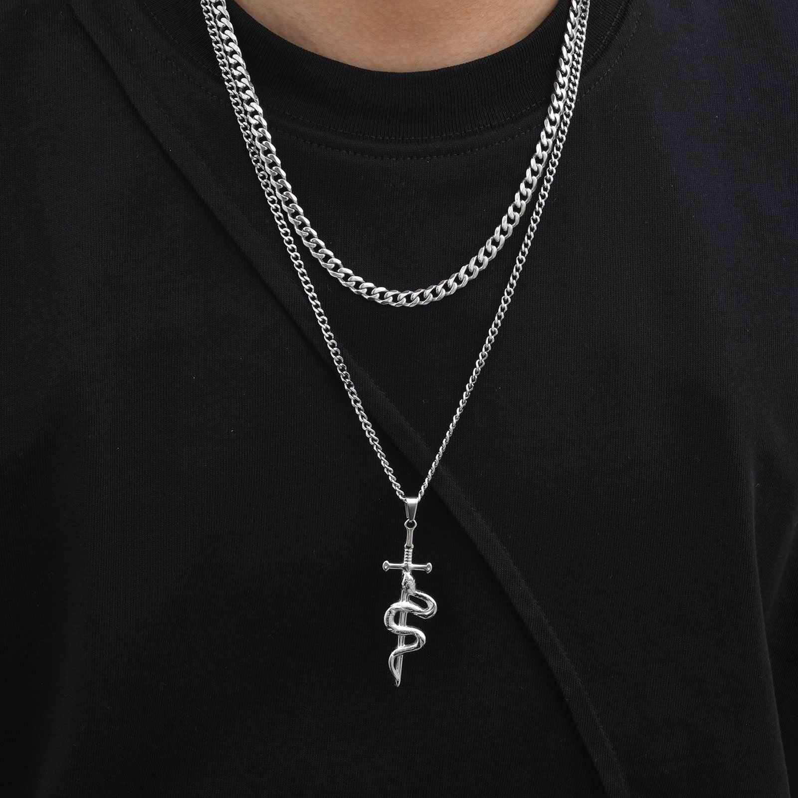 WM-P135 Silver Men, Women Necklace Pendant with Chain — image 3