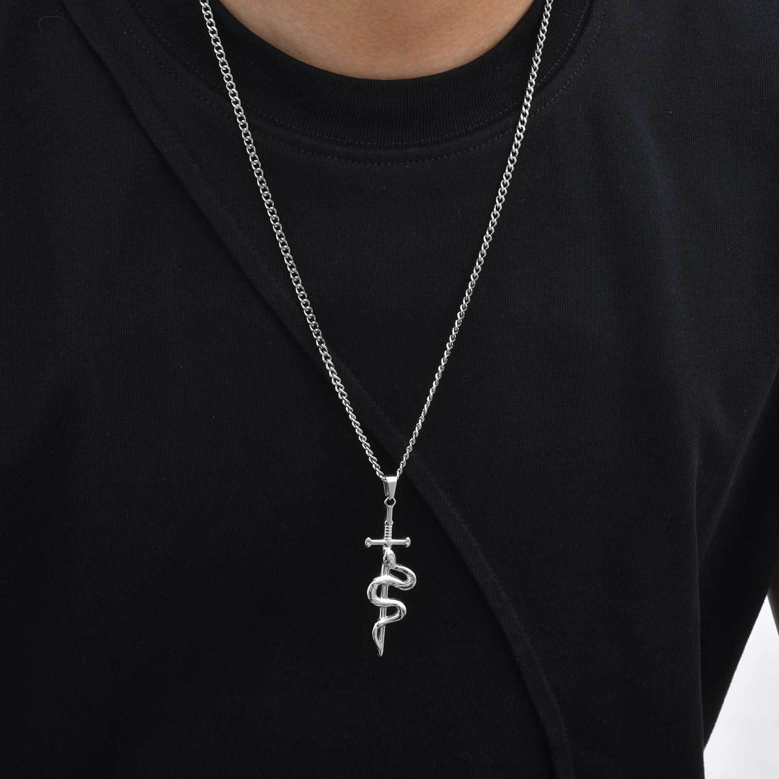 WM-P135 Silver Men, Women Necklace Pendant with Chain — image 4
