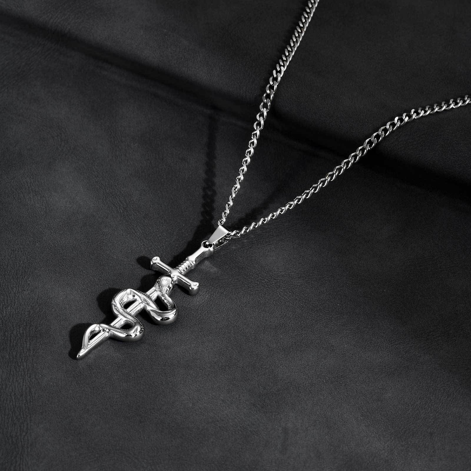 WM-P135 Silver Men, Women Necklace Pendant with Chain — image 6