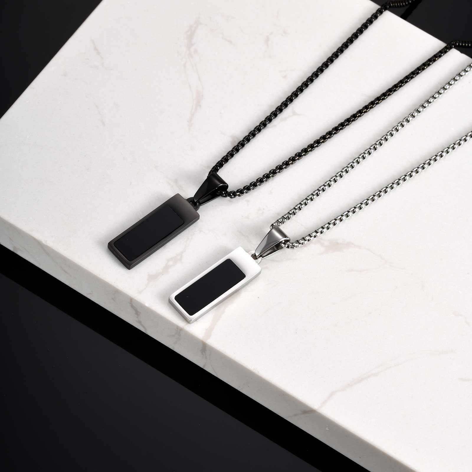 WM-P136 Black Men, Women Necklace Pendant with Chain — image 4