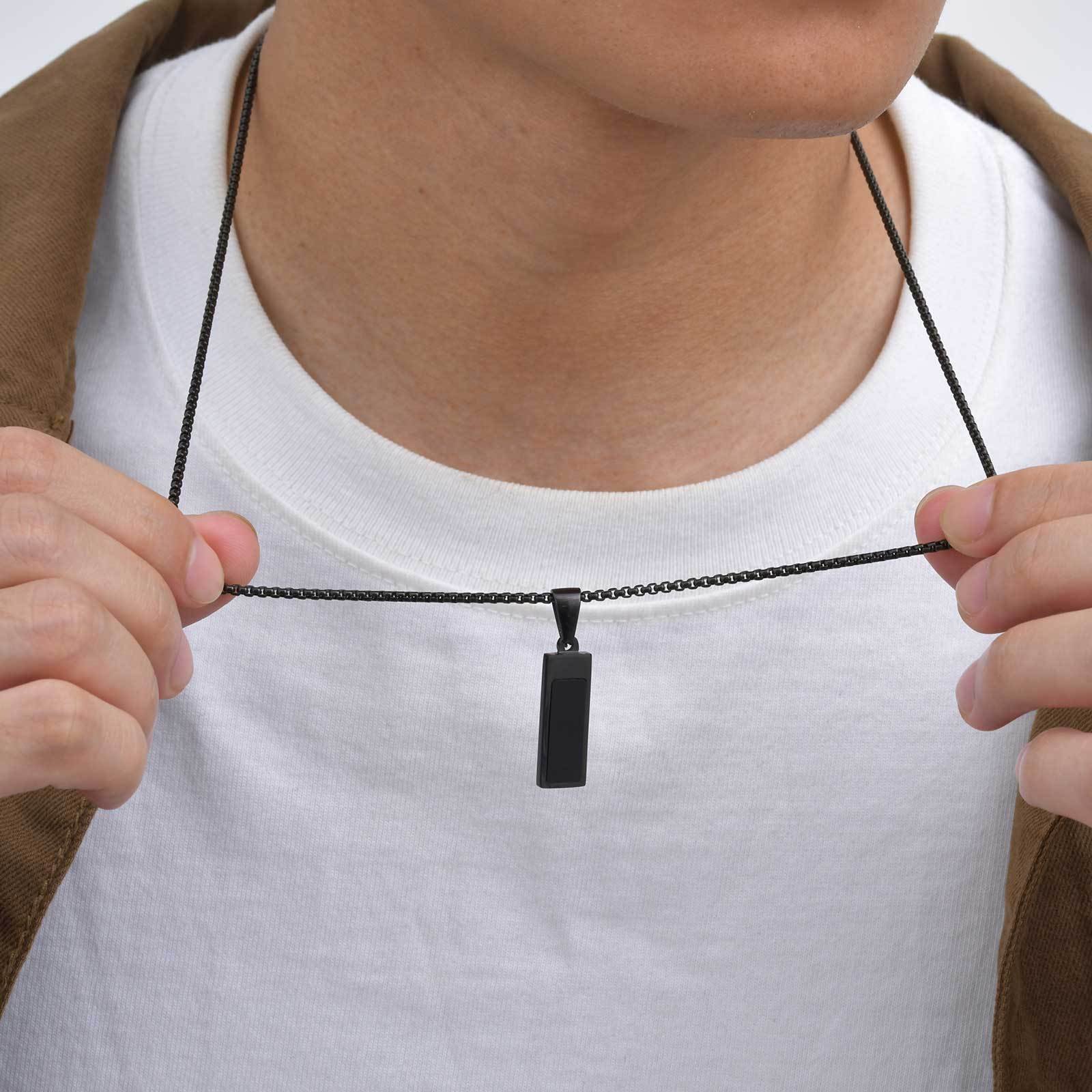 WM-P136 Black Men, Women Necklace Pendant with Chain — image 6