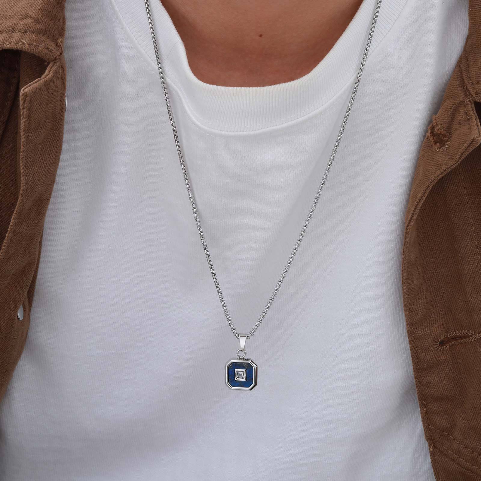 WM-P137 Silver Black Men, Women Necklace Pendant with Chain — image 4