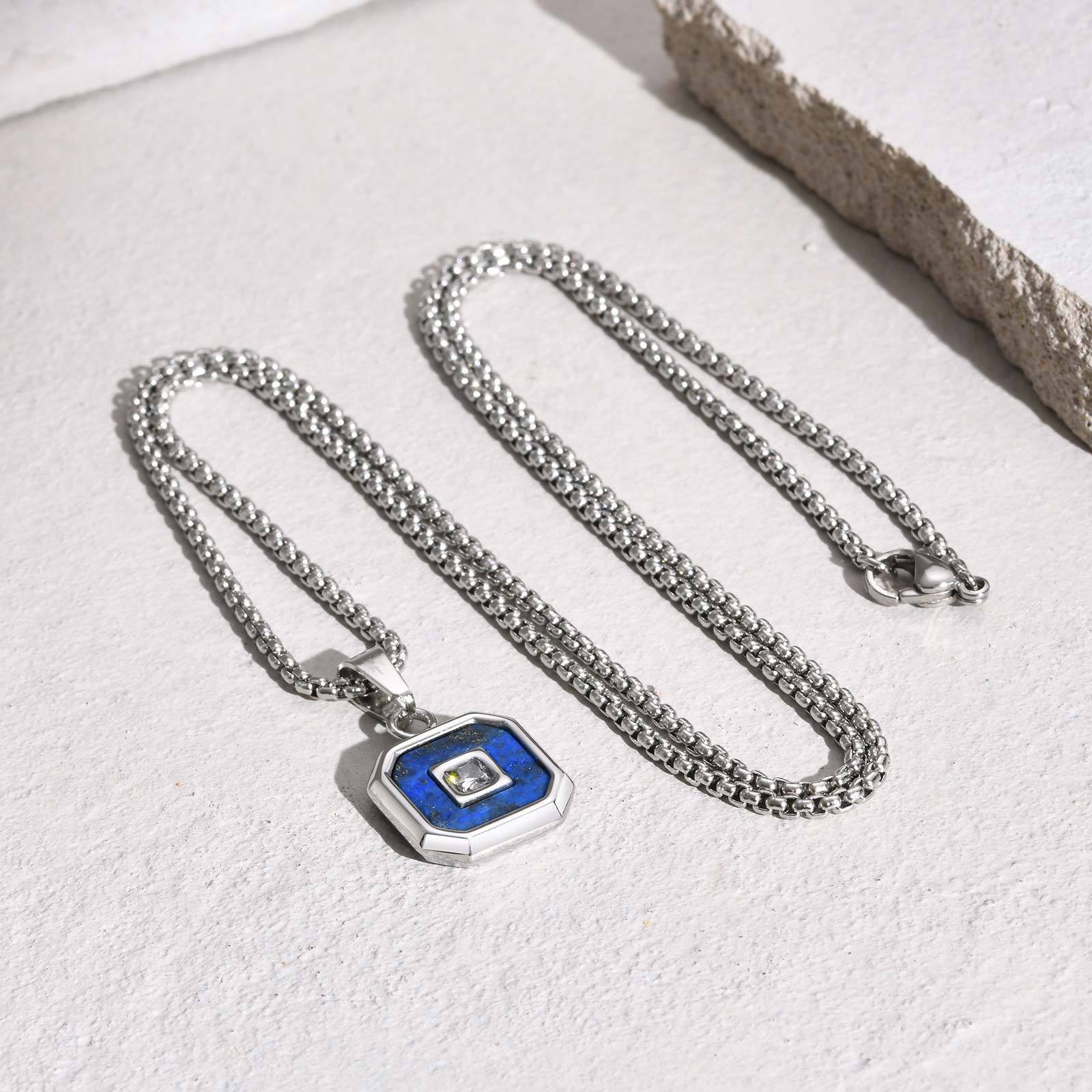 WM-P137 Silver Brown Men, Women Necklace Pendant with Chain — image 6