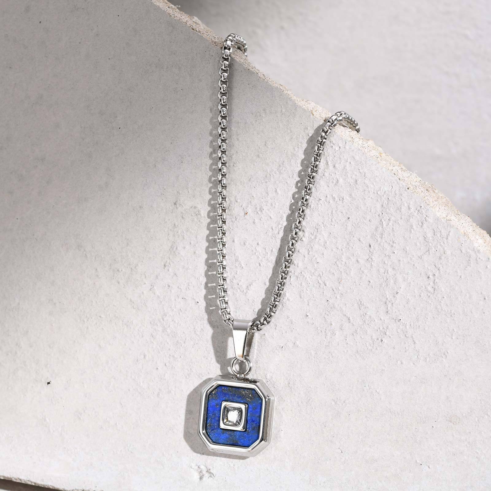 WM-P137 Silver Brown Men, Women Necklace Pendant with Chain — image 7