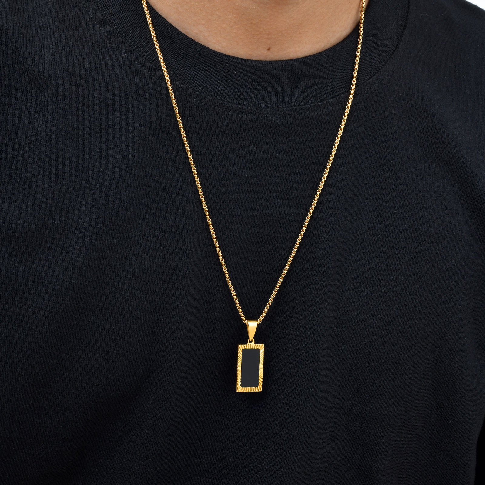 WM-P138 Golden Men, Women Necklace Pendant with Chain — image 8