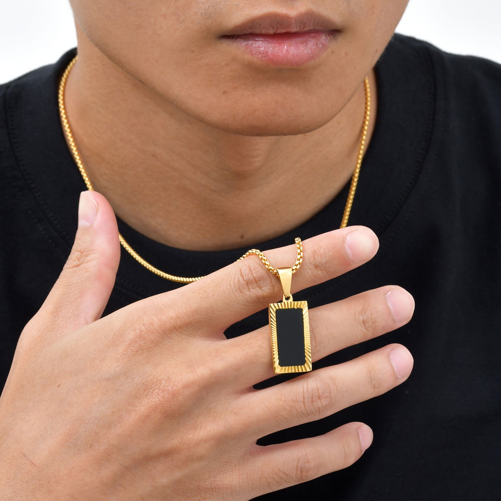 WM-P138 Golden Men, Women Necklace Pendant with Chain — image 9