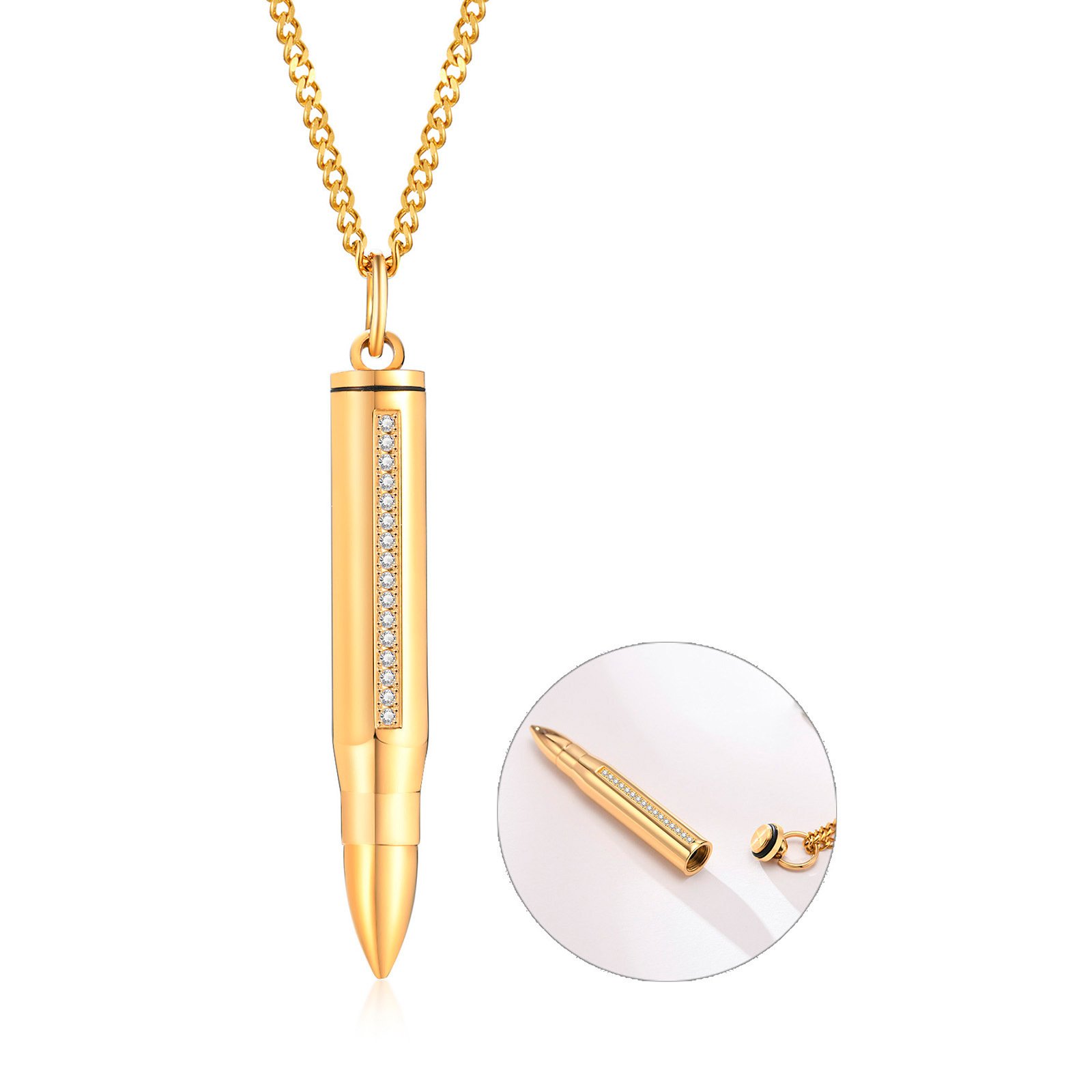 WM-P65 - Gold Men Pendant with Chain