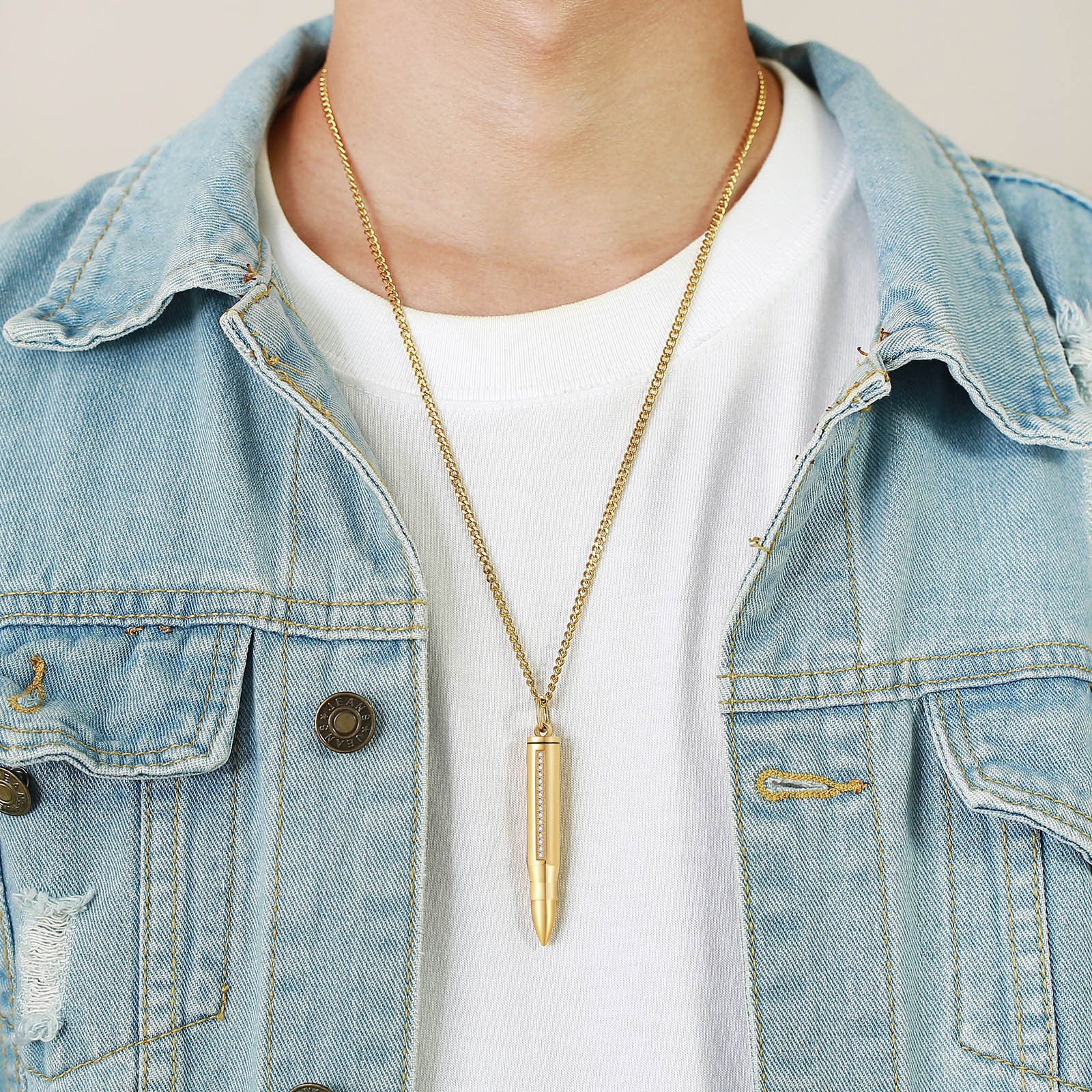 WM-P65 - Gold Men Pendant with Chain — image 3