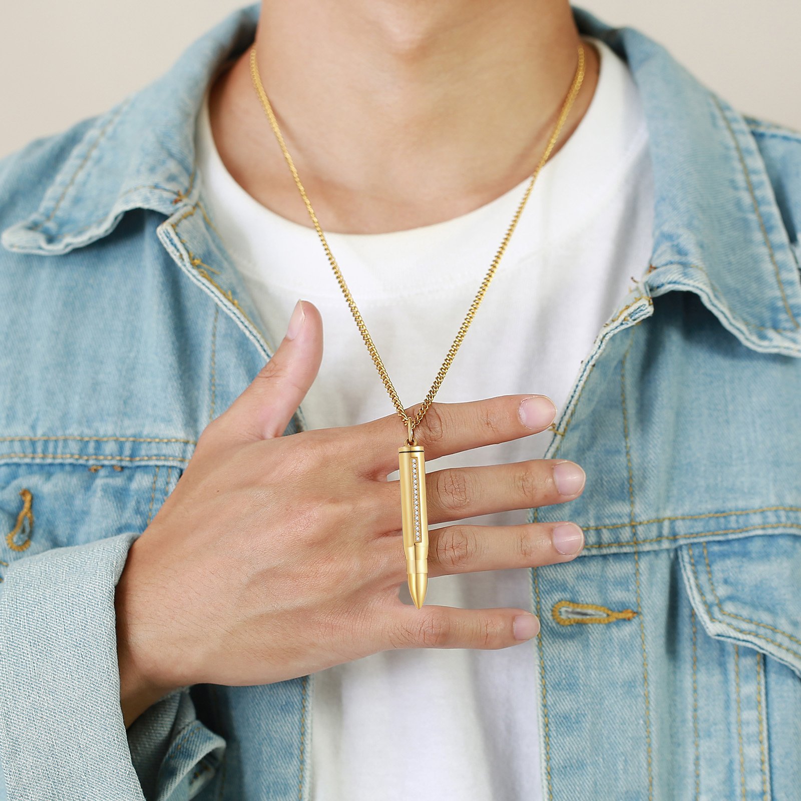 WM-P65 - Gold Men Pendant with Chain — image 5