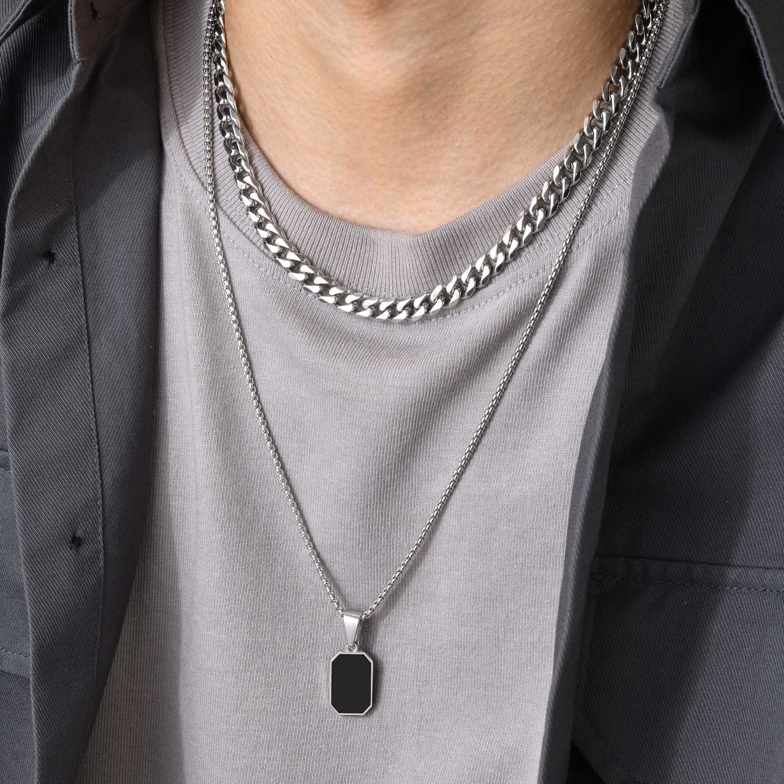 WM-P81 Silver Men, Women Necklace Pendant with Chain — image 4