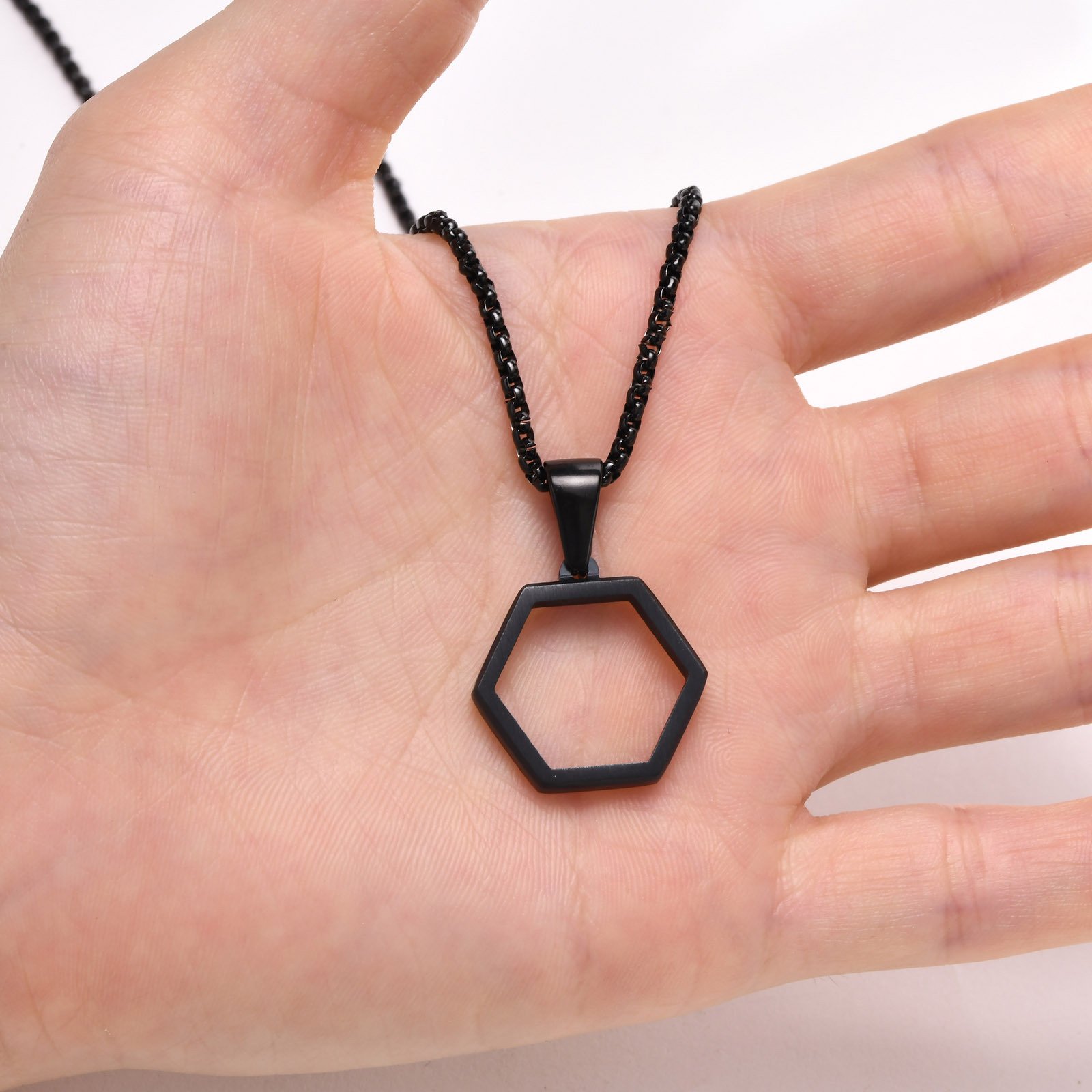 WM-P94 Black Men, Women Necklace Pendant with Chain — image 3
