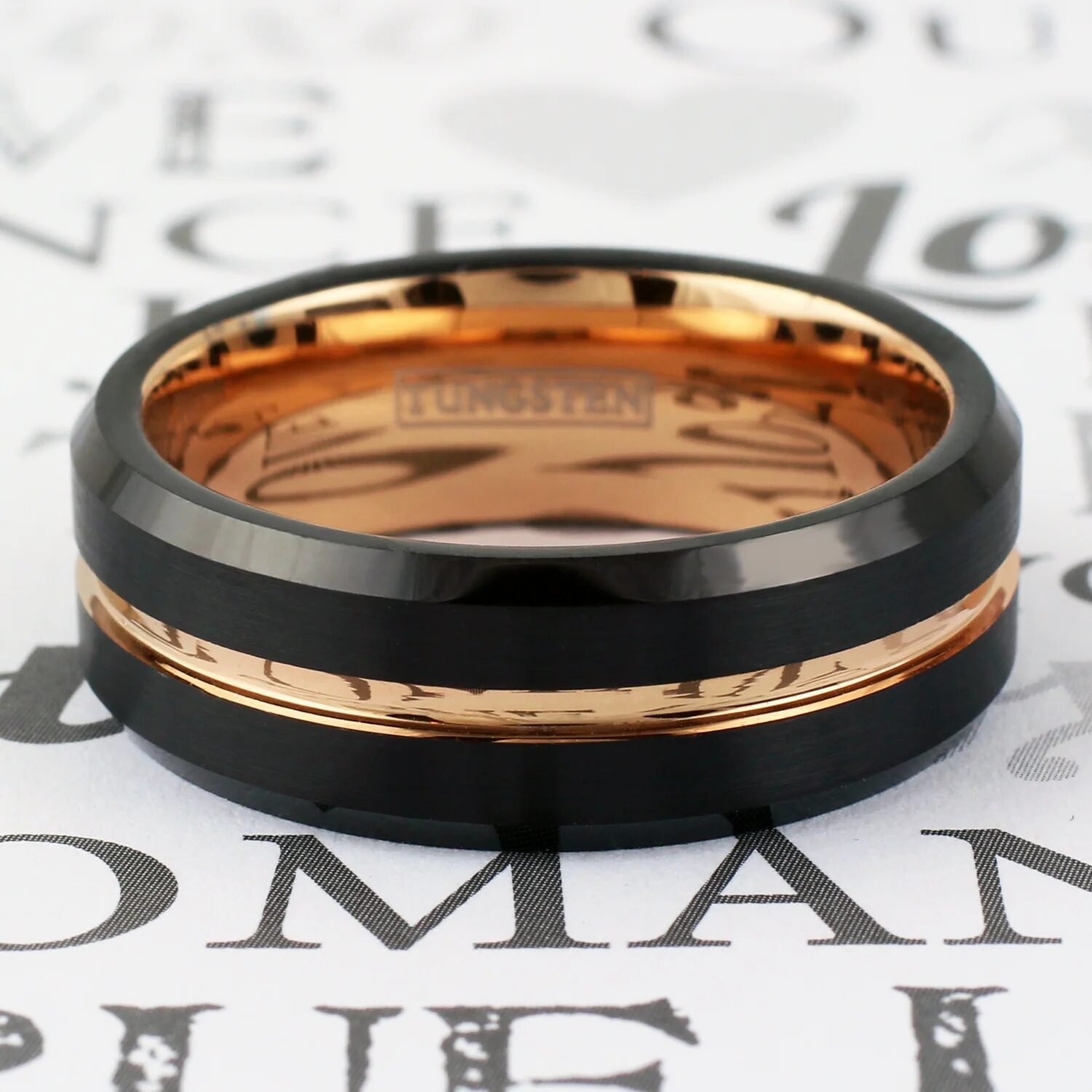 WM-R106 - Golden Line 8 mm Tungsten Carbide Ring