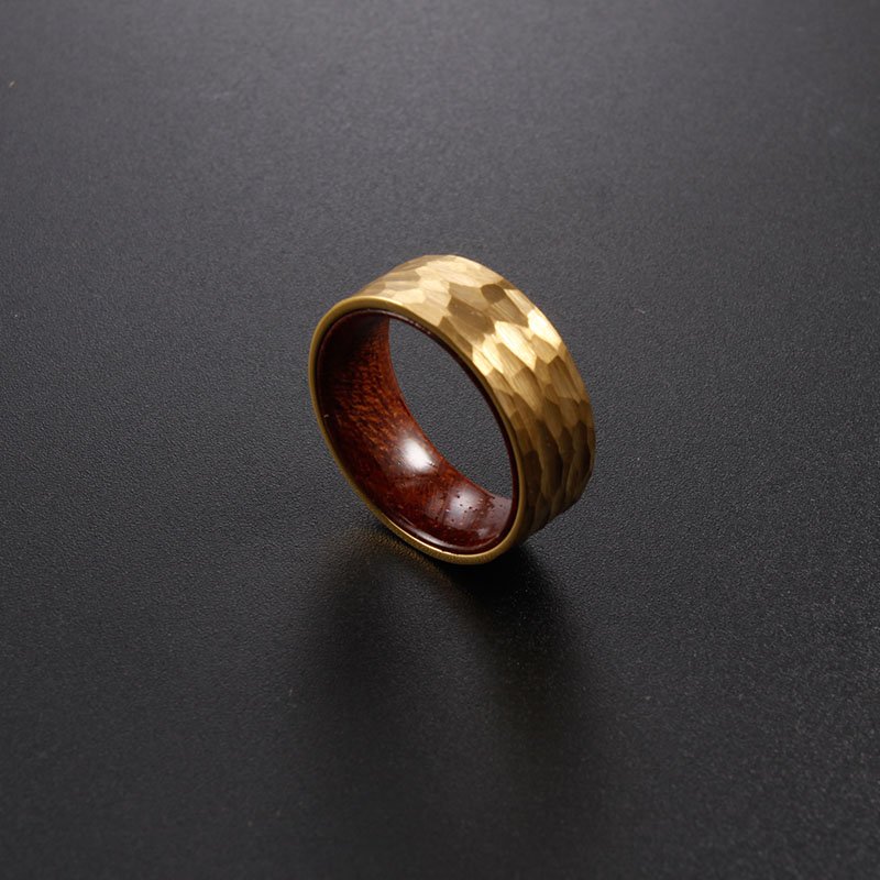 WM-R139 - Hammered Gold Tungsten Carbide Ring