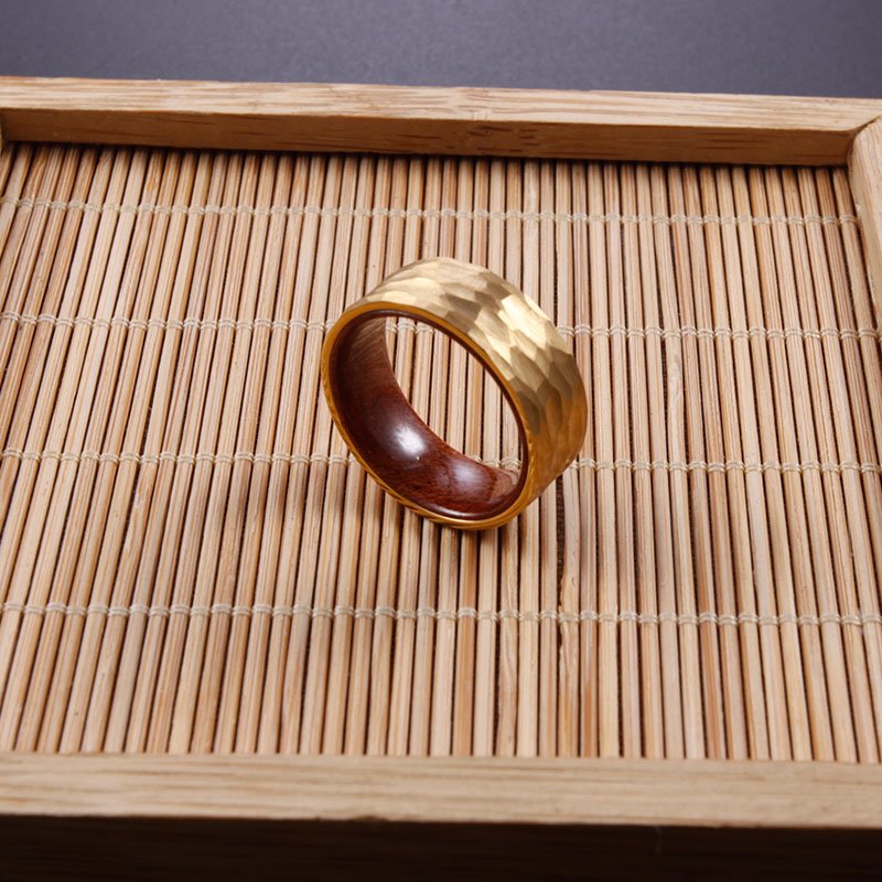 WM-R139 - Hammered Gold Tungsten Carbide Ring — image 5