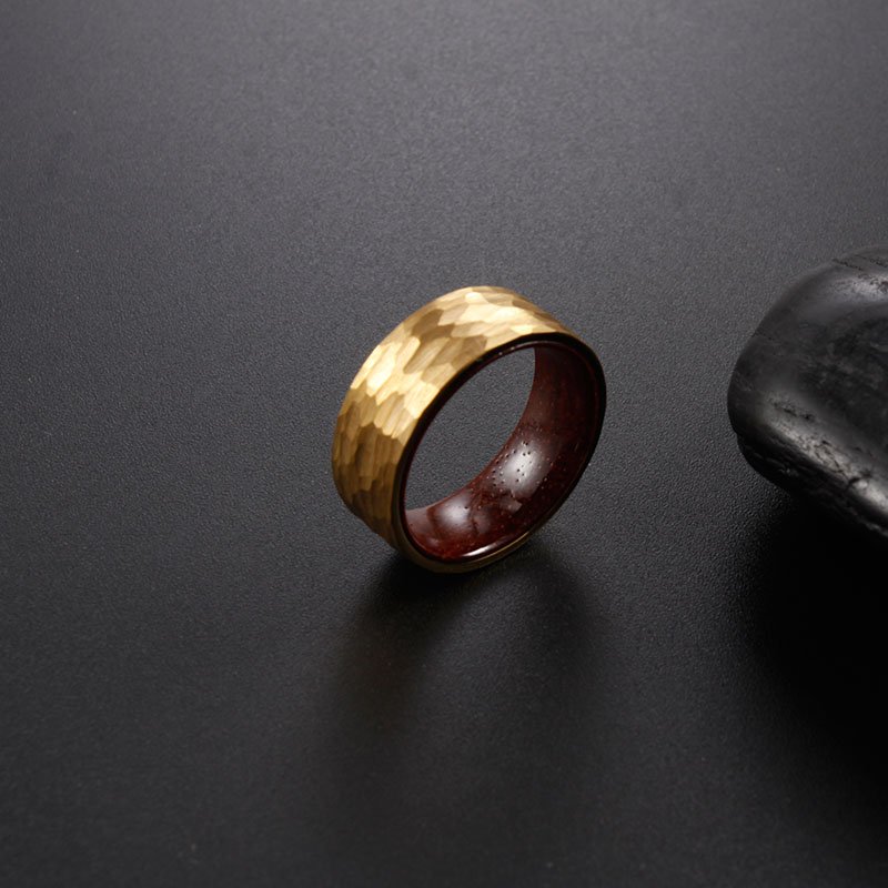 WM-R139 - Hammered Gold Tungsten Carbide Ring — image 6