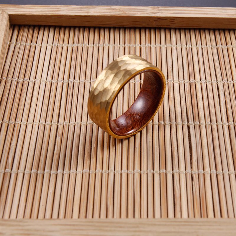WM-R139 - Hammered Gold Tungsten Carbide Ring — image 7