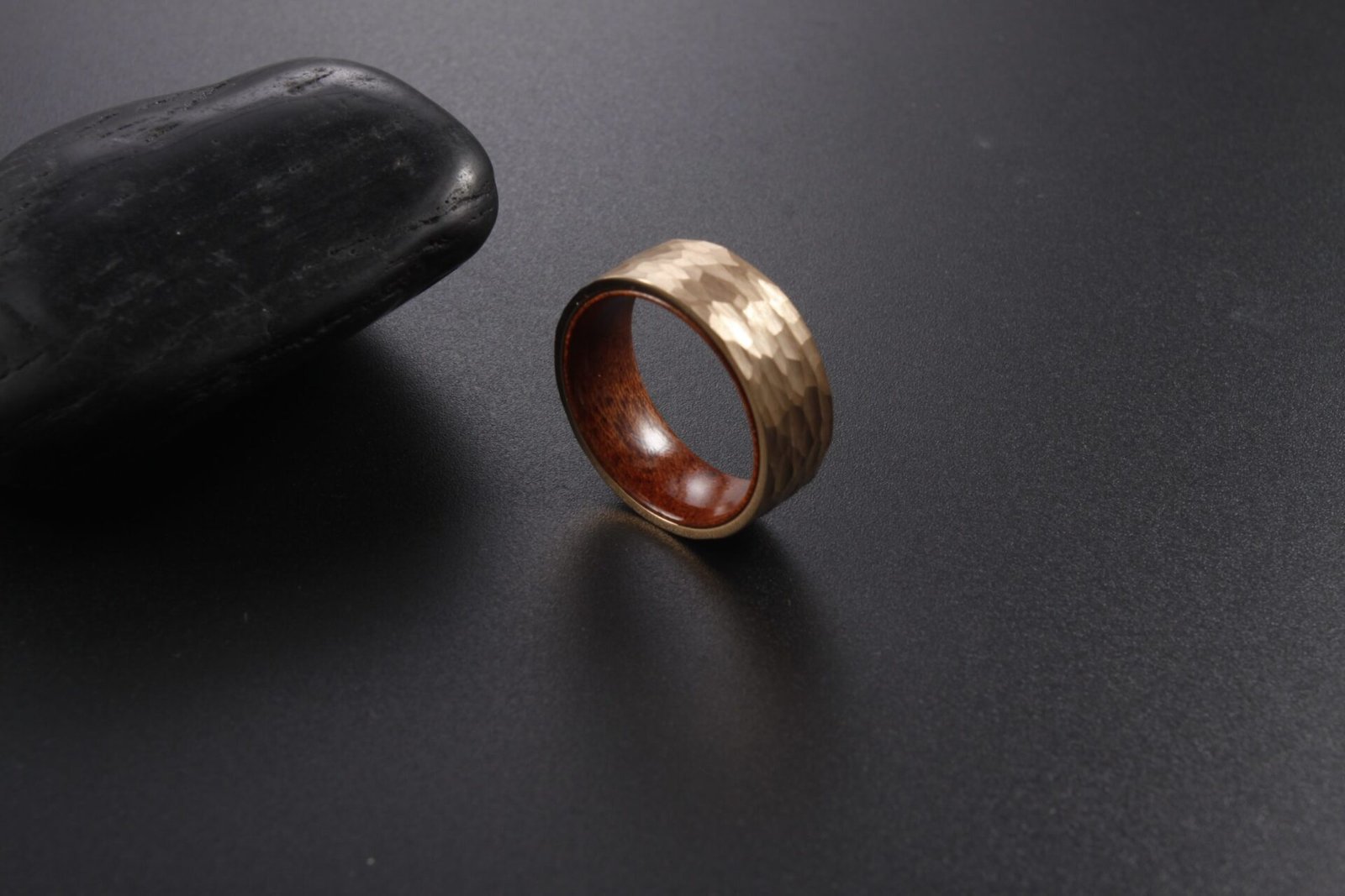 WM-R139 - 8mm Hammered Rose Gold Tungsten Carbide Ring — image 10