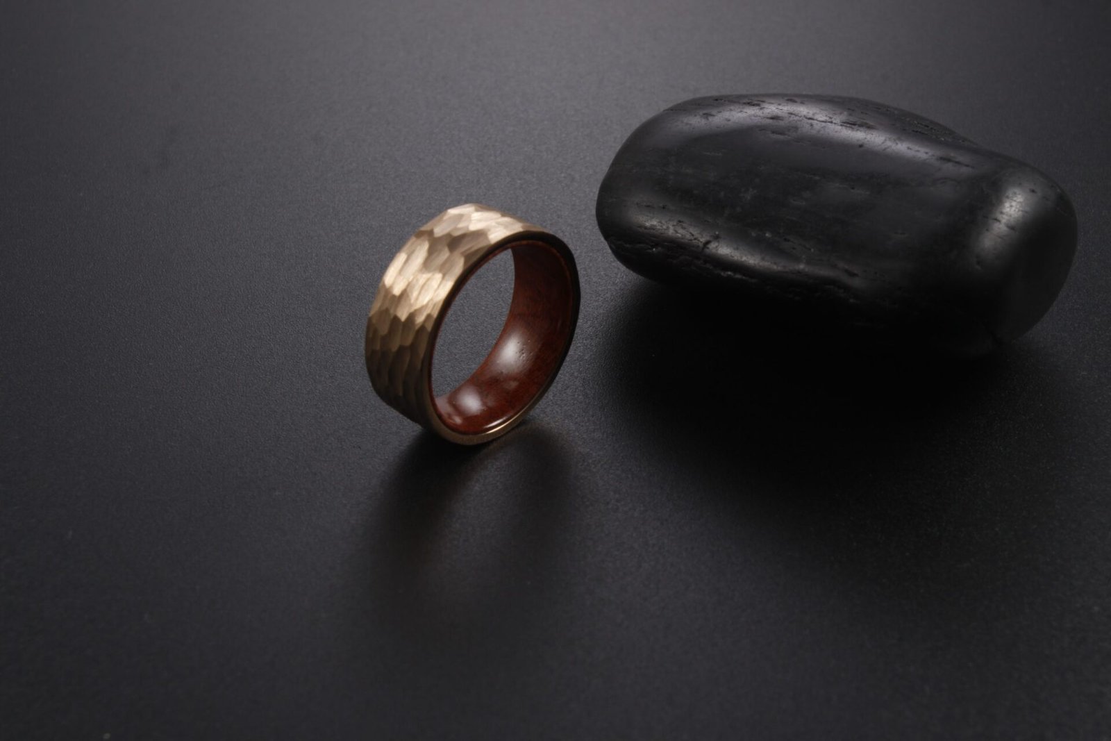 WM-R139 - 8mm Hammered Rose Gold Tungsten Carbide Ring — image 13