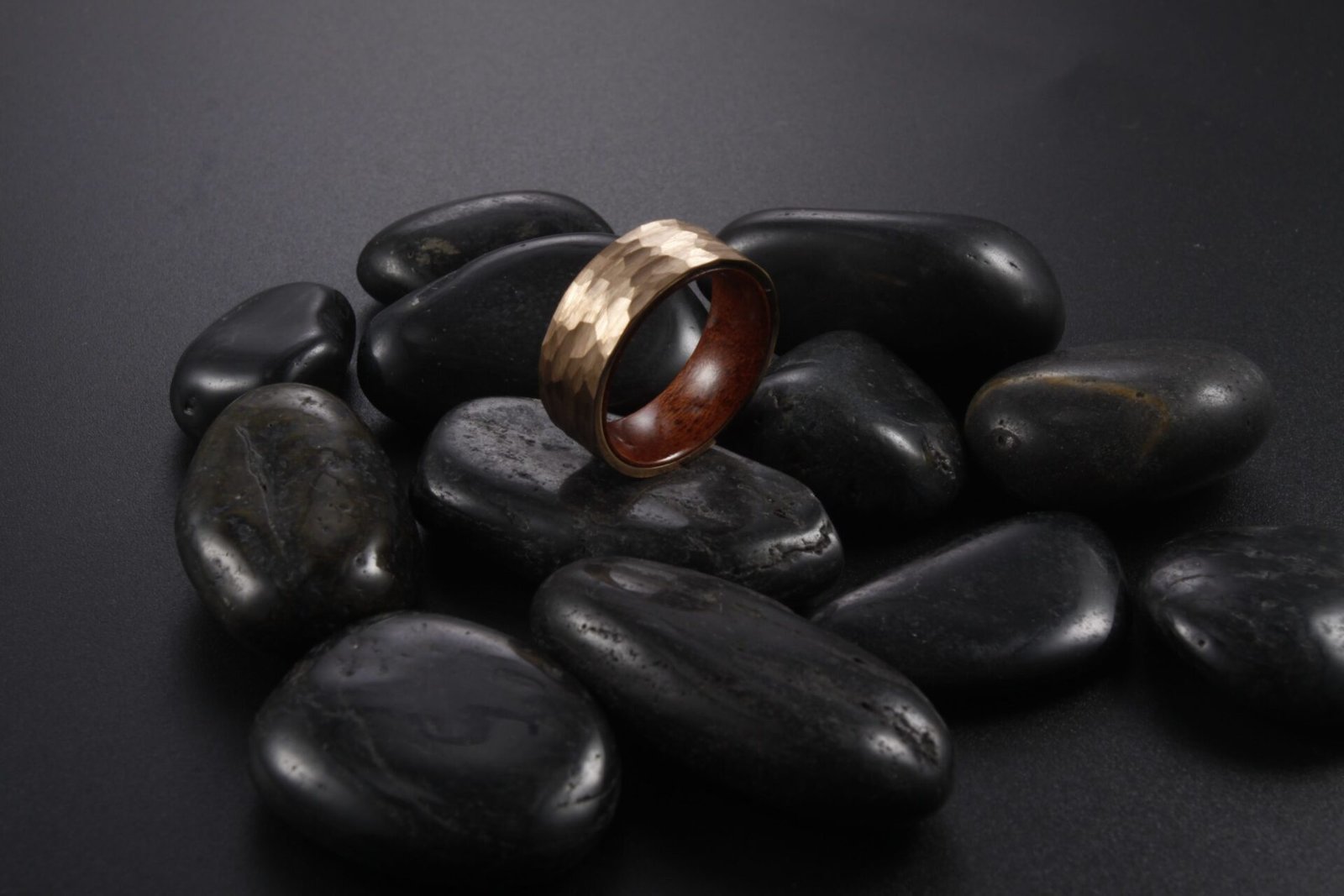 WM-R139 - 8mm Hammered Rose Gold Tungsten Carbide Ring — image 6