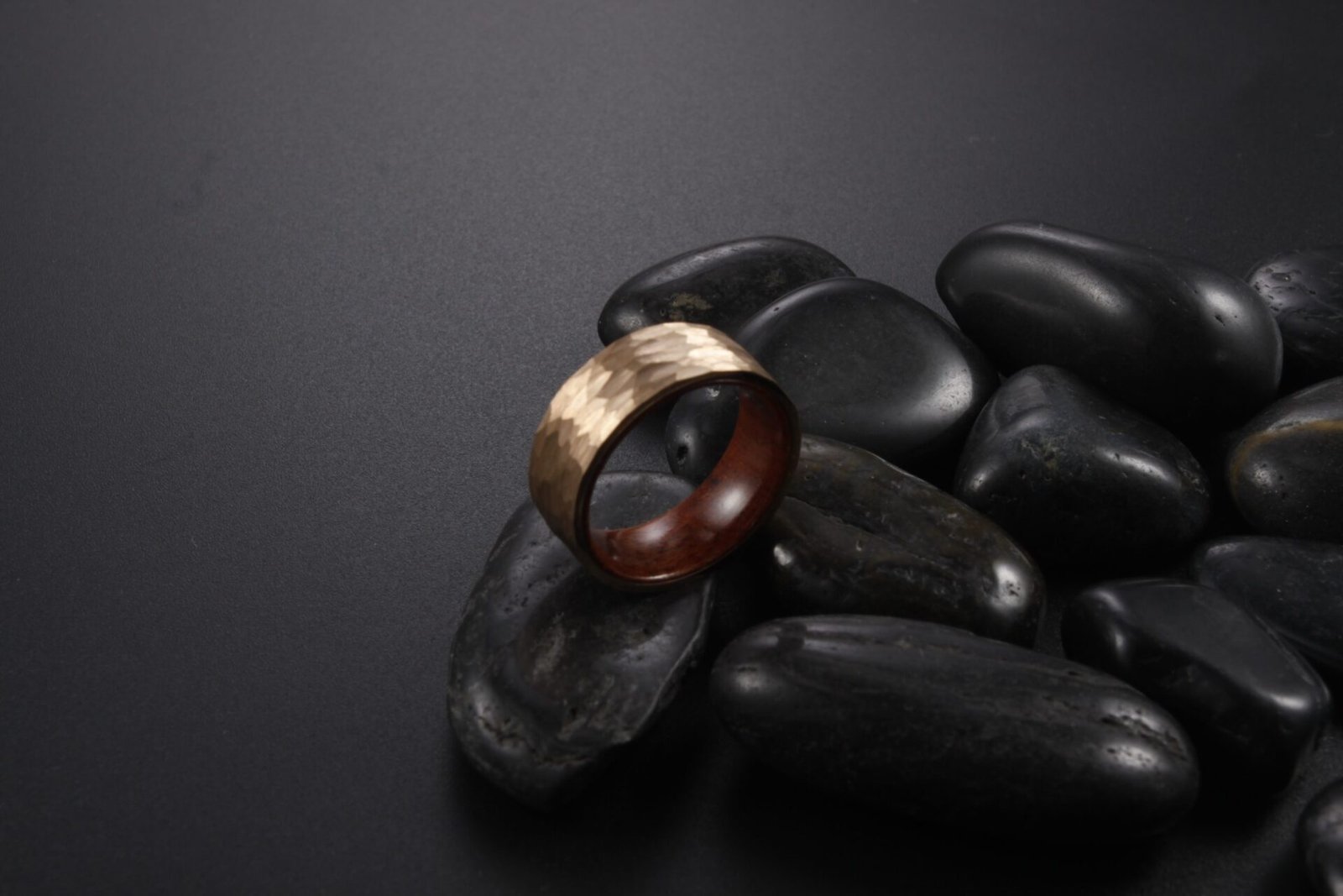 WM-R139 - 8mm Hammered Rose Gold Tungsten Carbide Ring — image 7