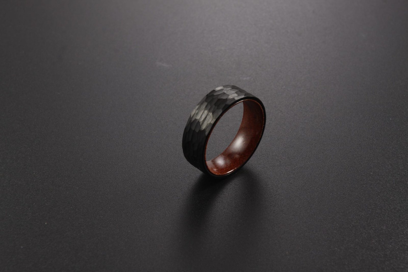 WM-R139 - Hammered 8mmm Black Tungsten Carbide Ring — image 10