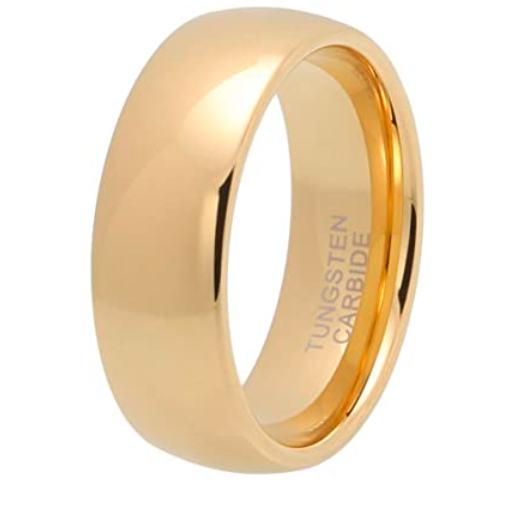 WM-R144 - Shiny Gold 8 mm Tungsten Carbide Ring