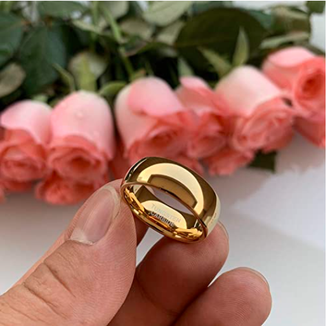 WM-R144 - Shiny Gold 8 mm Tungsten Carbide Ring — image 5