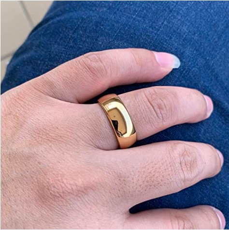 WM-R144 - Shiny Gold 8 mm Tungsten Carbide Ring — image 6